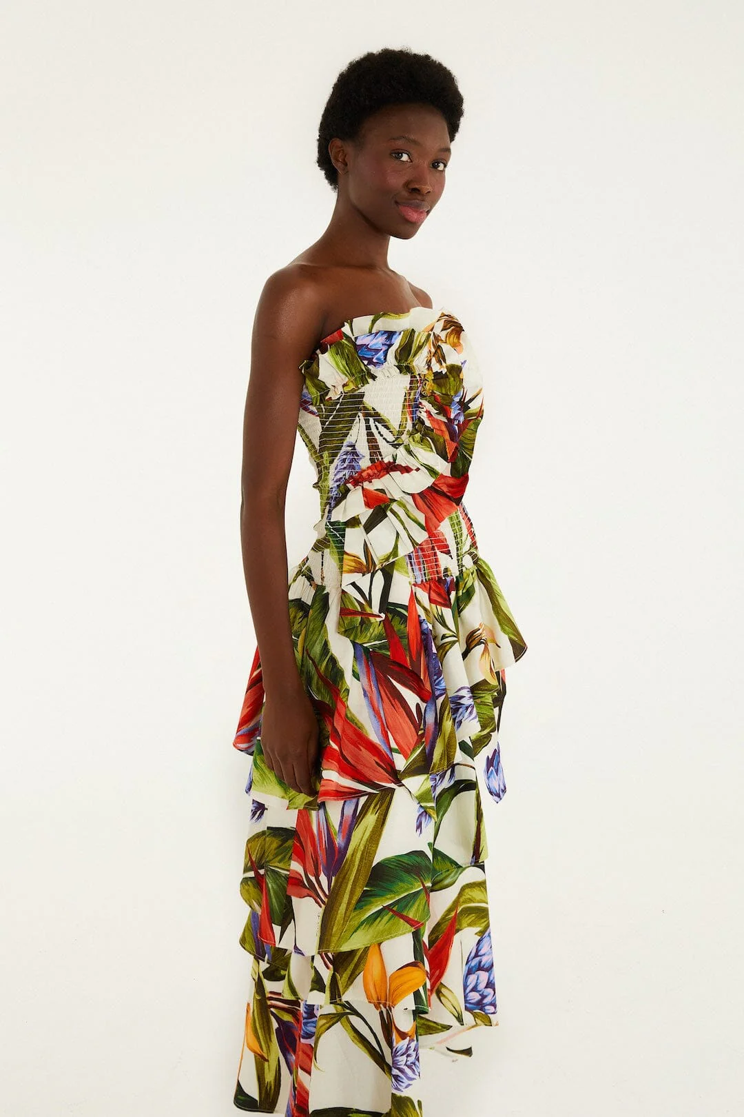 Sand Florart Strapless Maxi Dress - Image 4