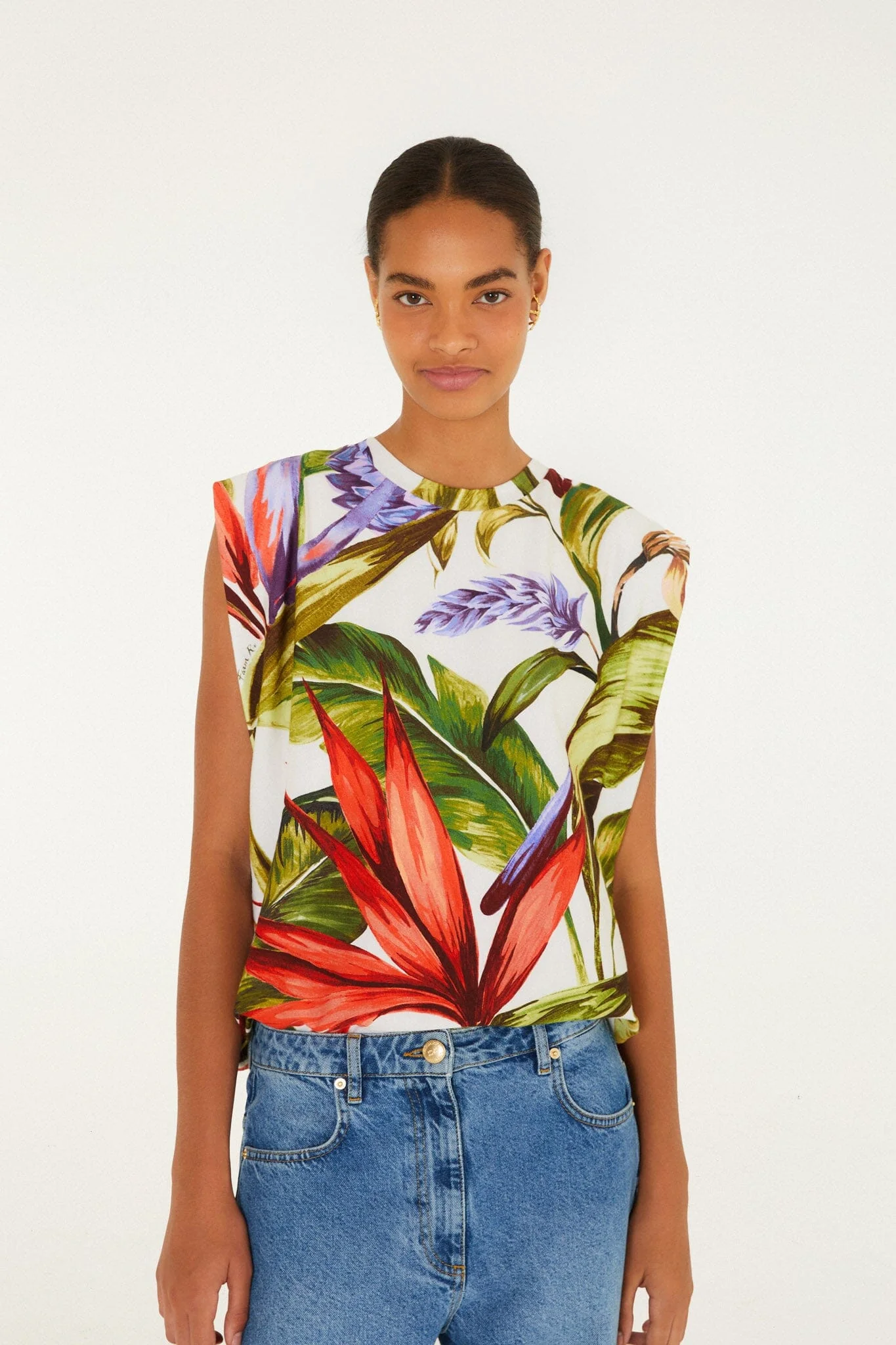 Sand Florart Organic Cotton Tshirt Blouse