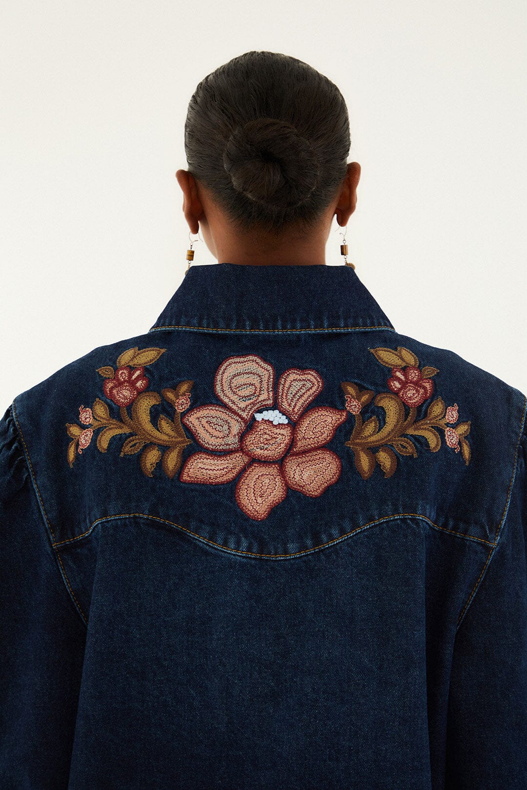 Denim Flower Embroidery Jacket - Image 5