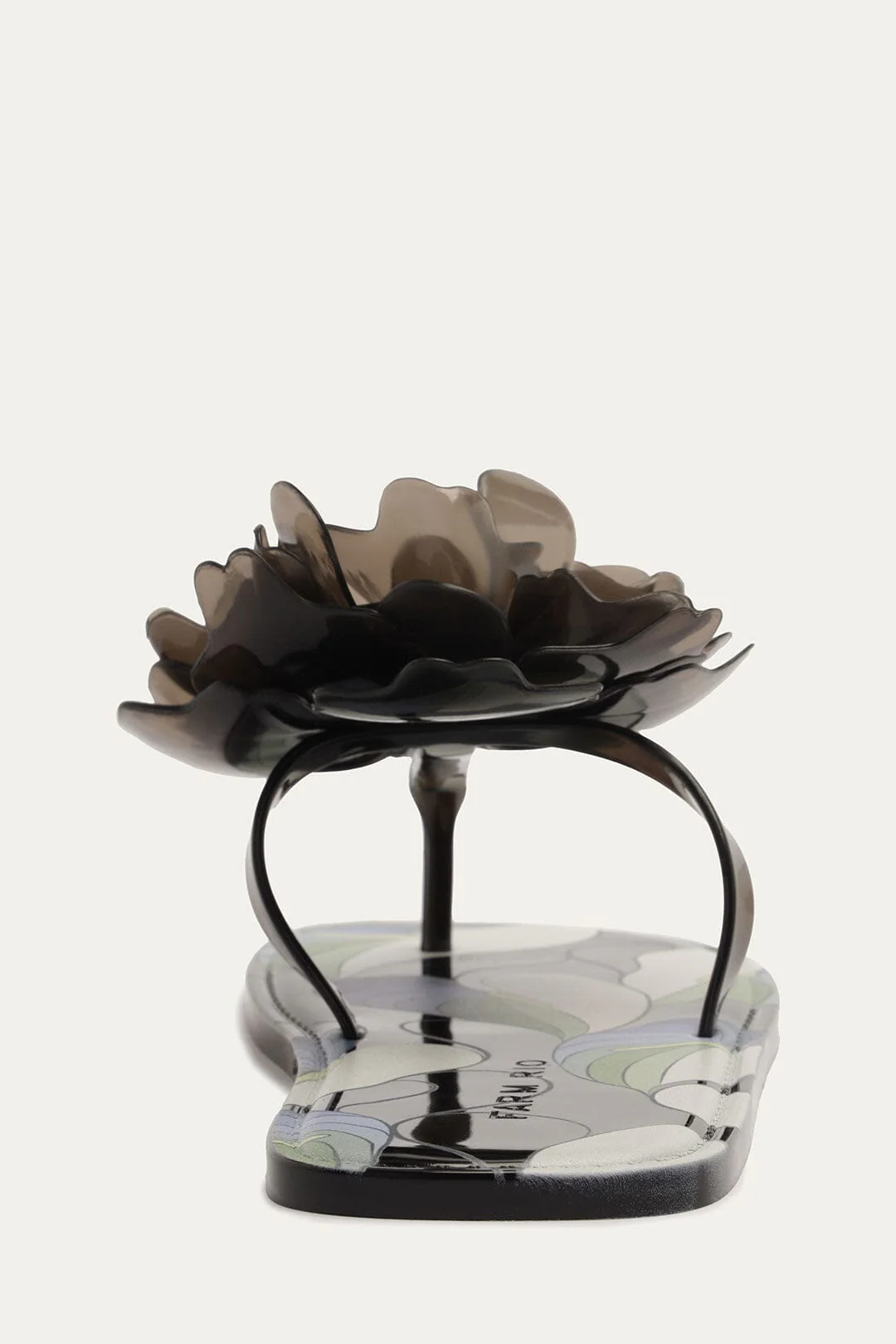 Black And White Flower Jelly Flat Sandal - Image 3