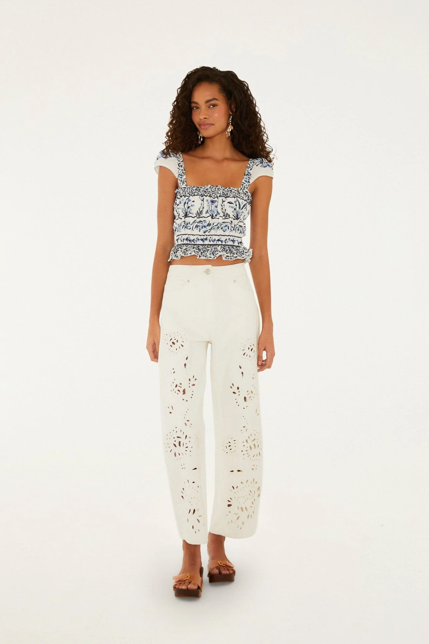 Off-White Flowers Arch Smocked Organic Cotton Blouse - Image 2