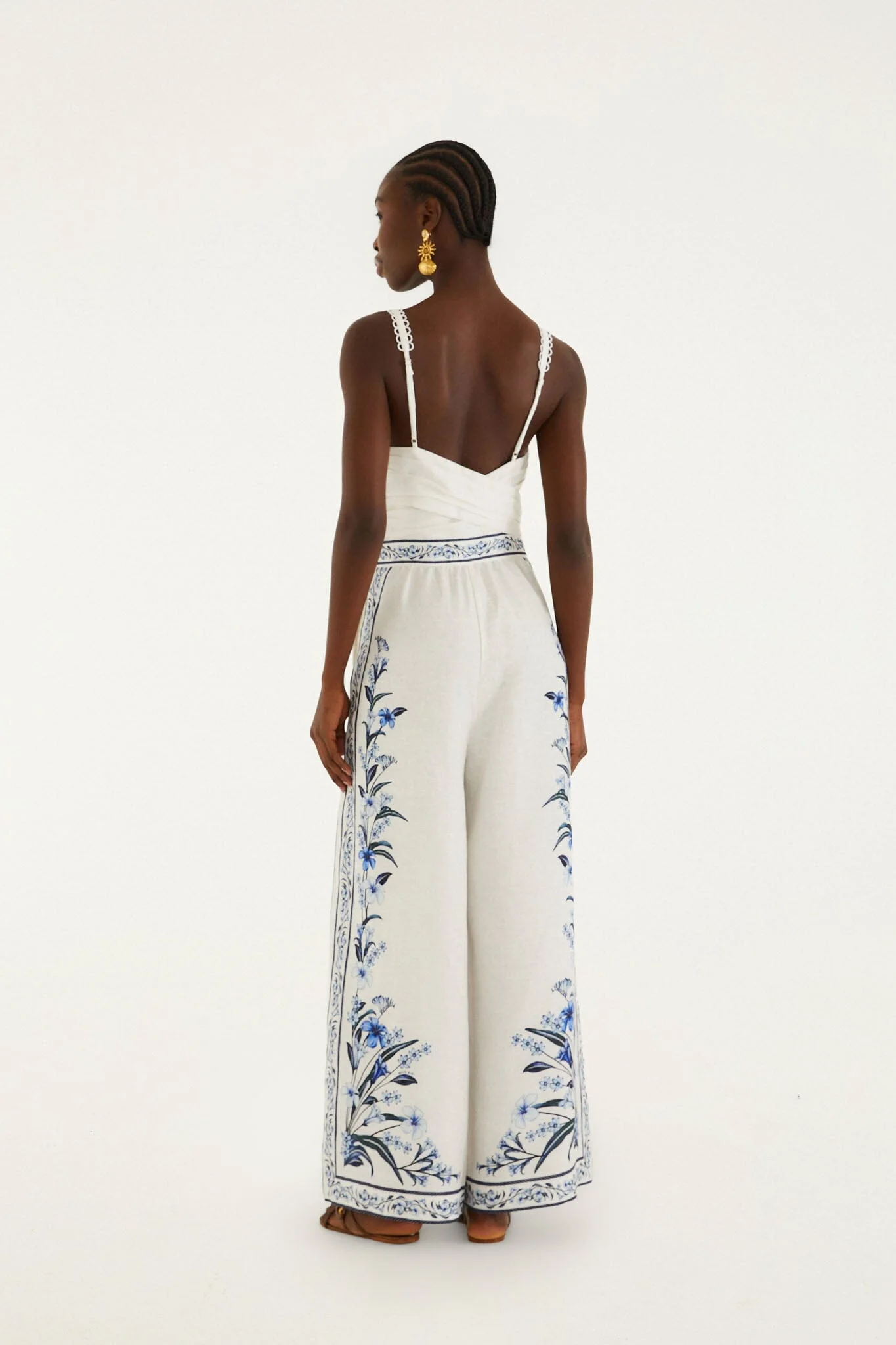 Off-White Flowers Arch Euroflax Premium Linen Maxi Jumpsuit - Image 3