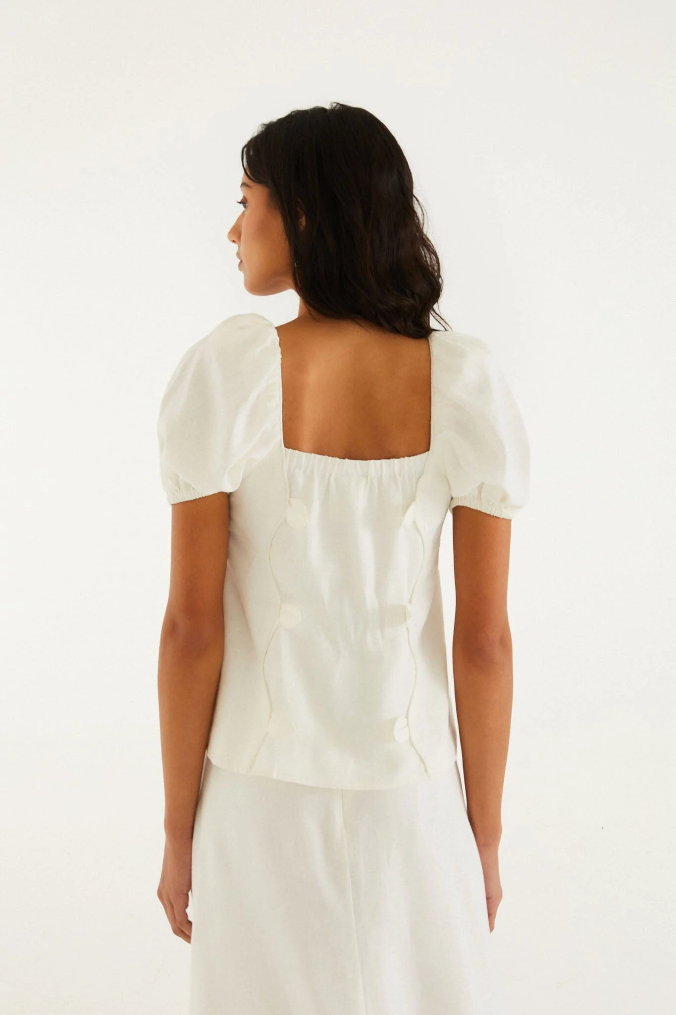 Off-White 3d Flowers Puff Sleeve Blouse - Image 3