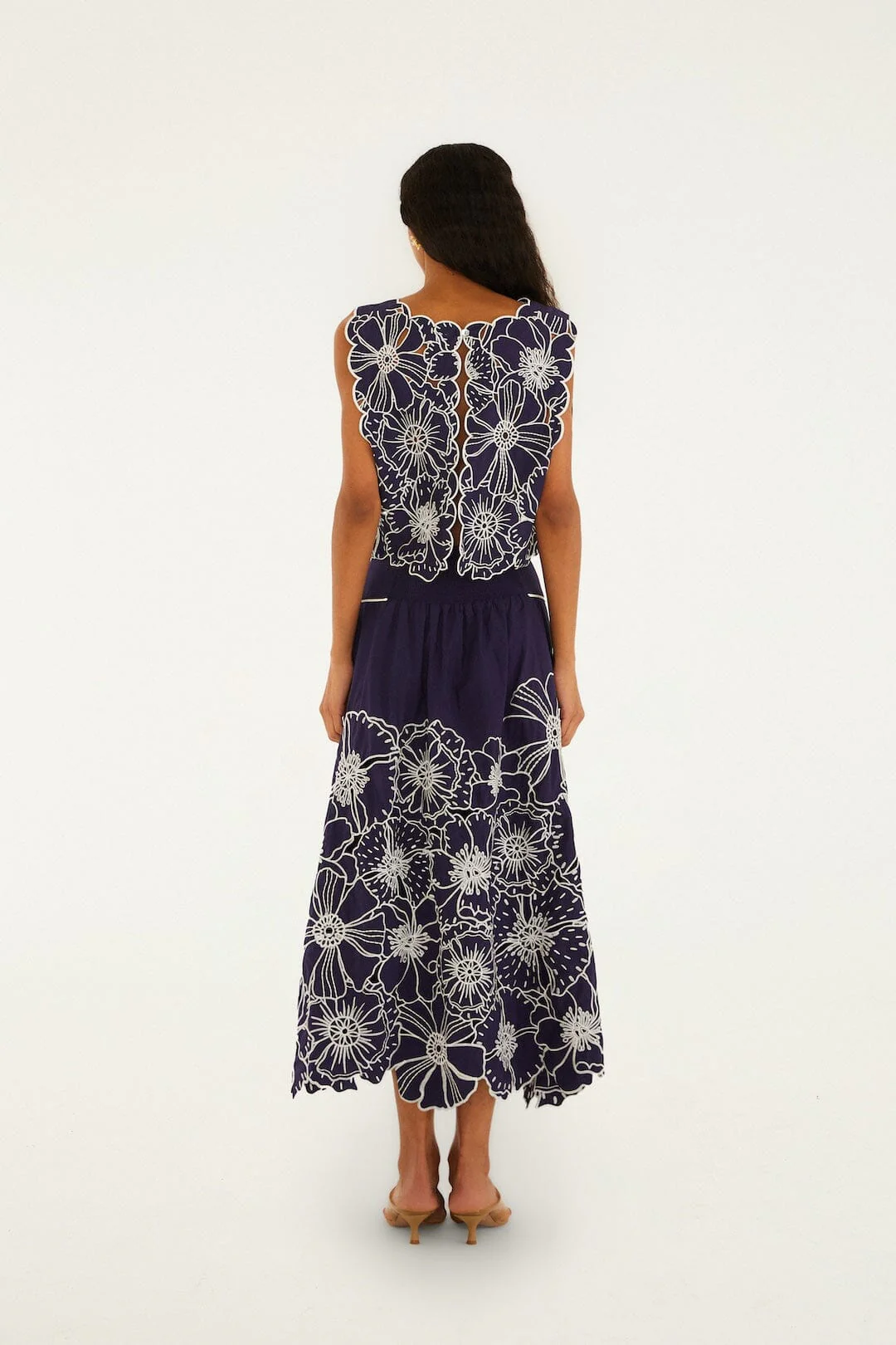 Blue Flowers Richelieu Organic Cotton Maxi Skirt - Image 4