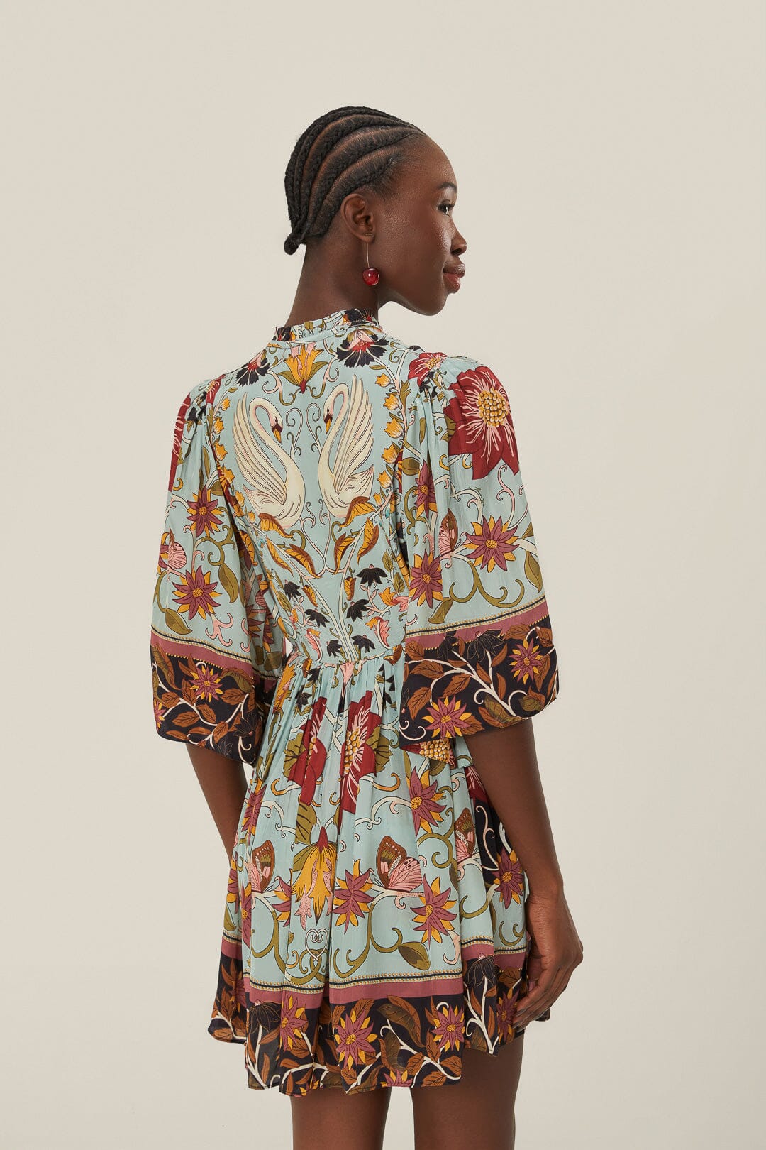 Blue Flowing Beauty Short Sleeve Mini Dress - Image 4