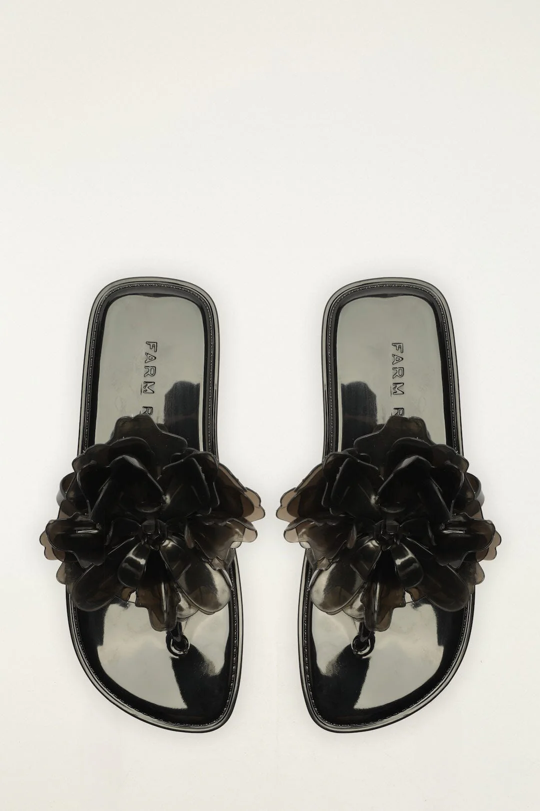 Black Jelly Flower Flat Sandal - Image 3