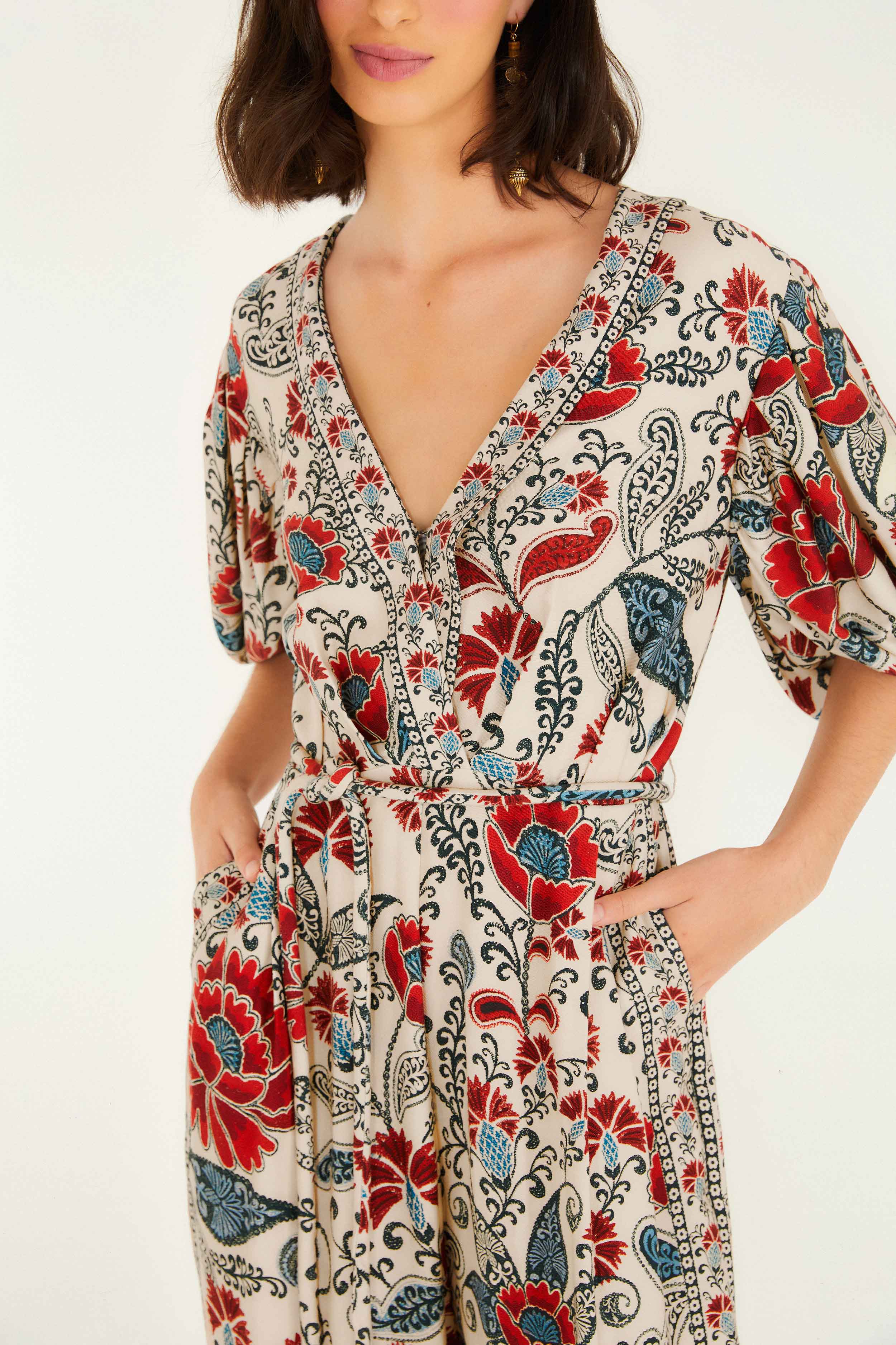 Sand Francesca V Neckline Short Sleeve Jumpsuit - Image 3