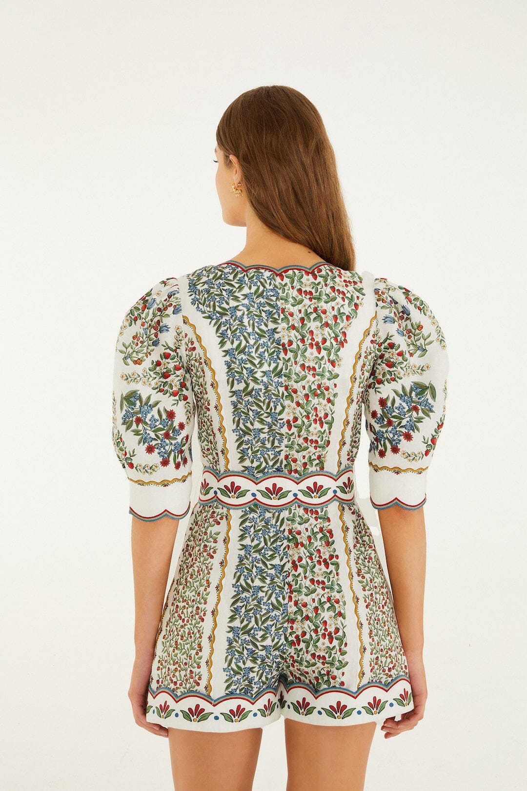 Off-White Fruit Beauty Euroflax™ Premium Linen Mini Cut Out Romper - Image 3