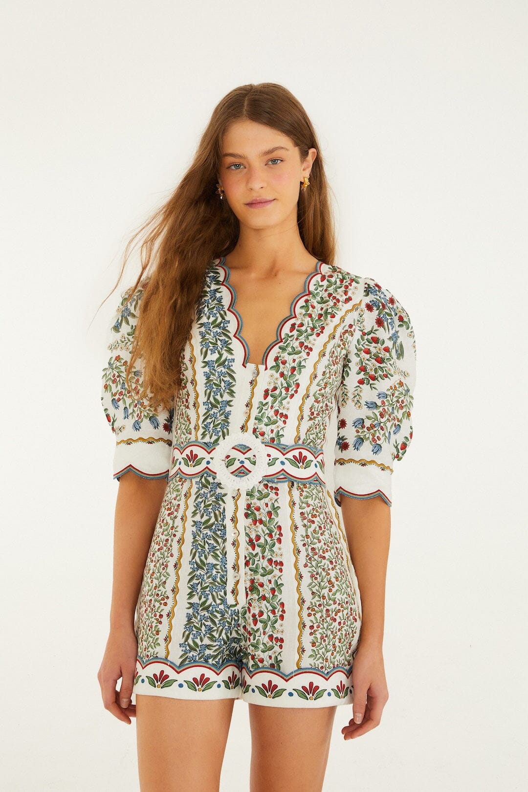 Off-White Fruit Beauty Euroflax™ Premium Linen Mini Cut Out Romper - Image 4