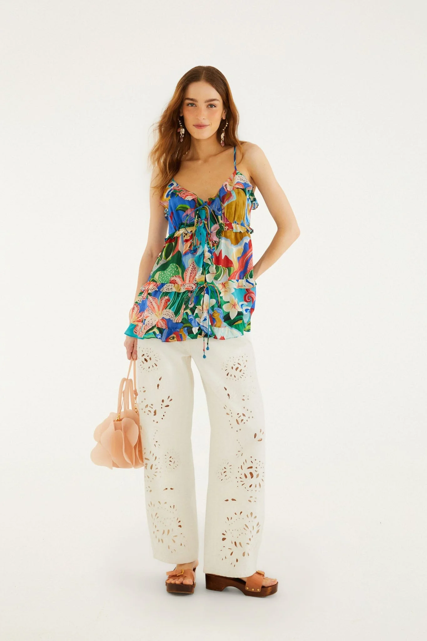 Multicolor Garden Of Life Front Ties Ruffled Blouse - Image 2