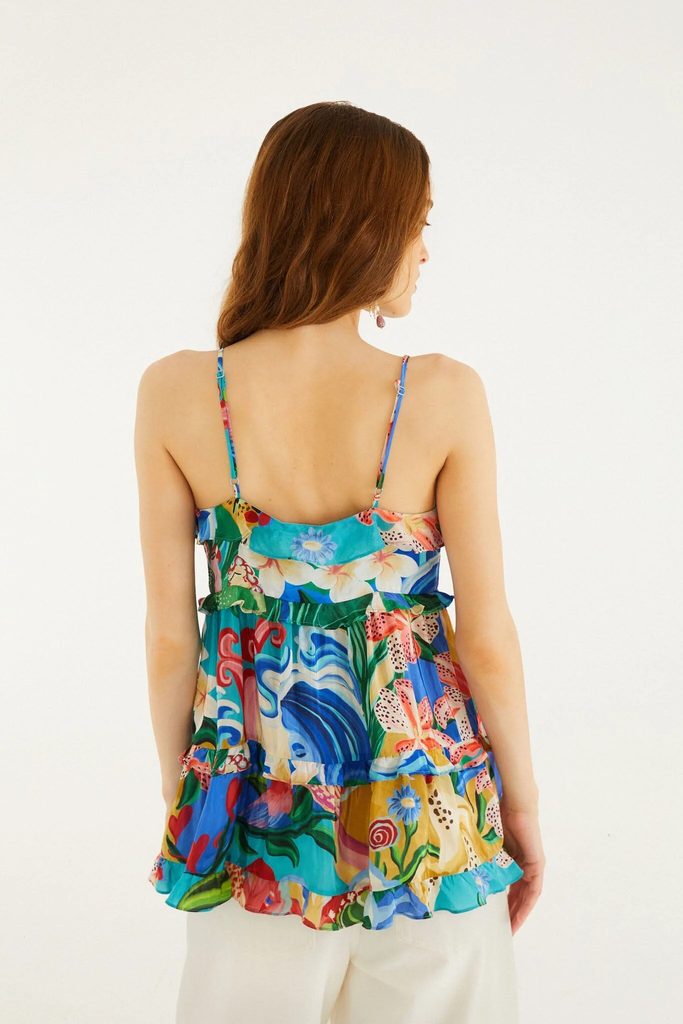 Multicolor Garden Of Life Front Ties Ruffled Blouse - Image 3