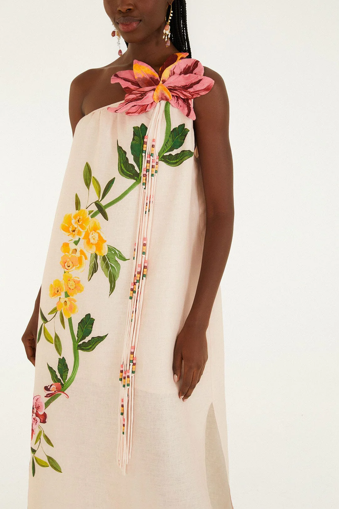 Pink Garden Terrace 3d One-Shoulder Maxi Dress - Image 4