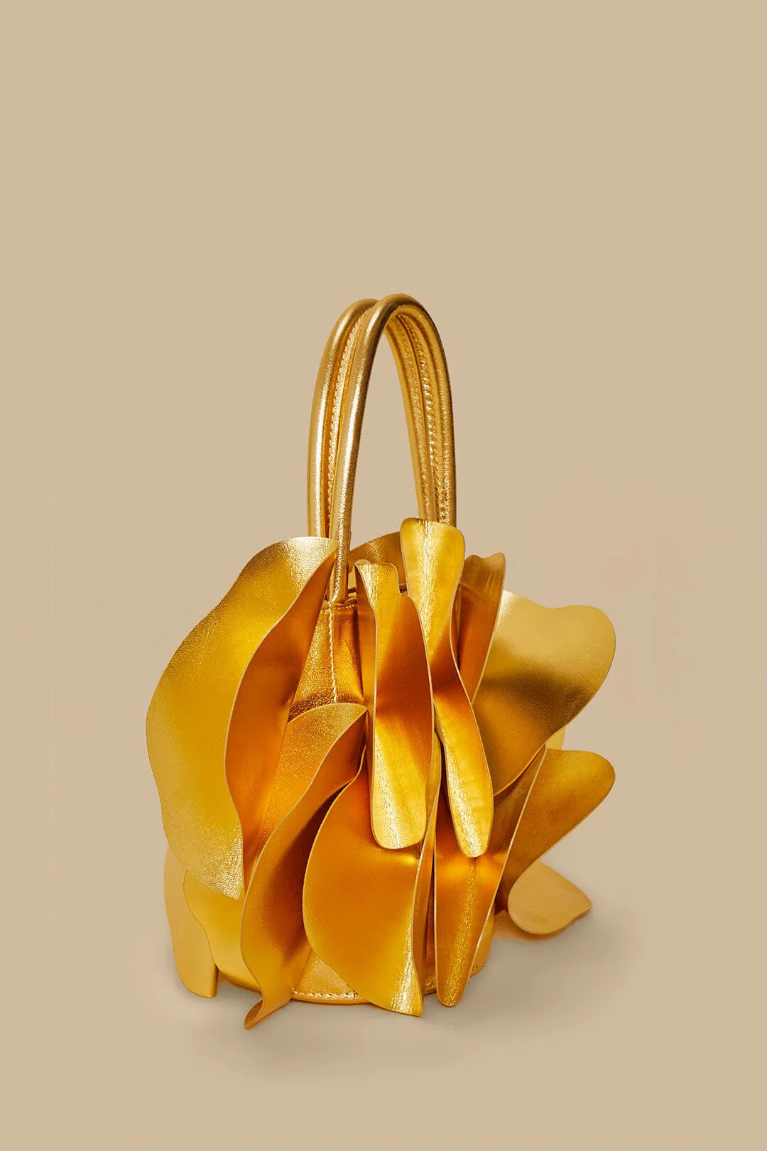 Gold Leather Flower Bag - Image 3