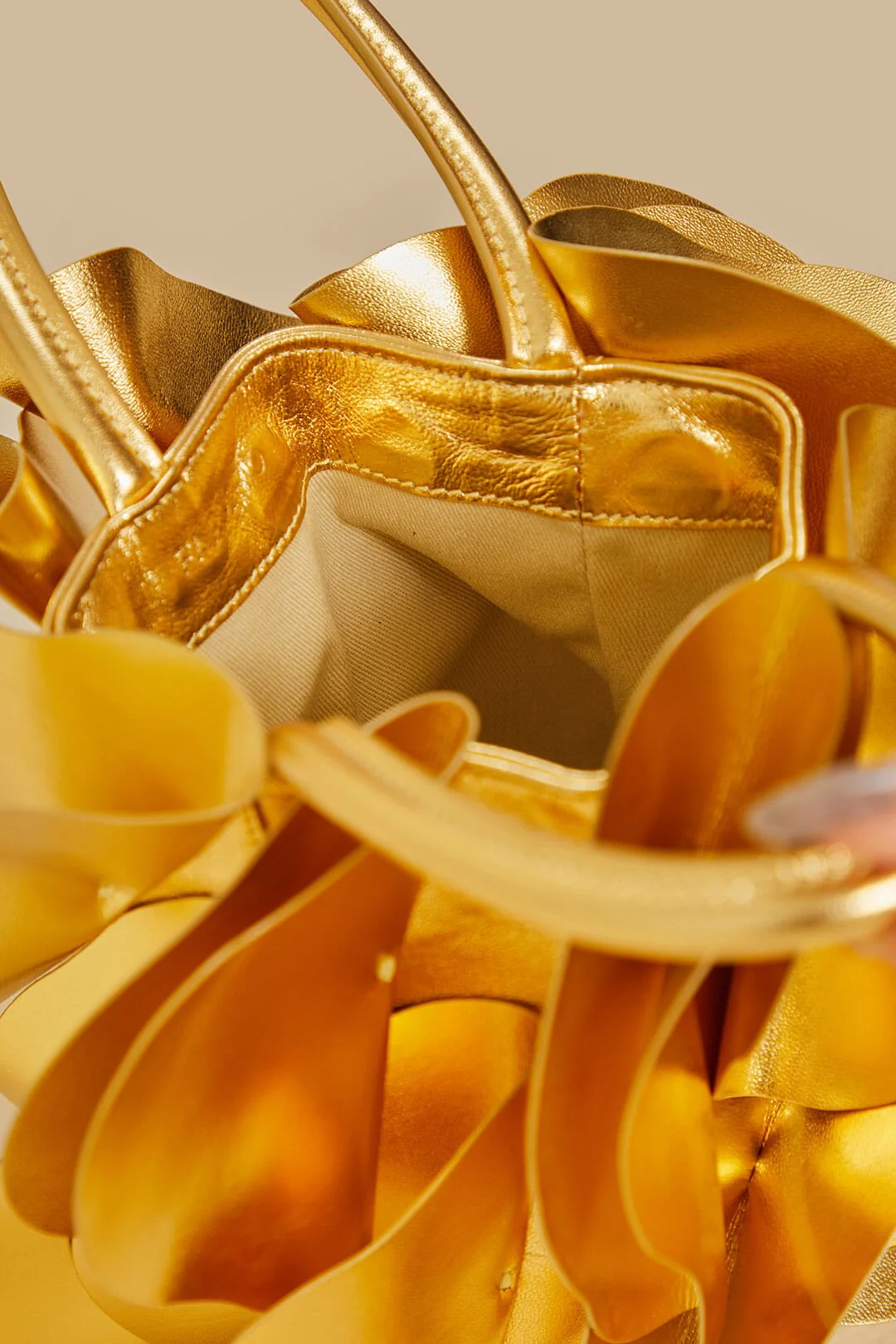Gold Leather Flower Bag - Image 5