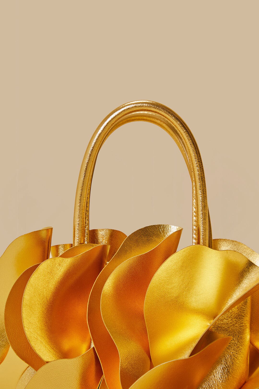 Gold Leather Flower Bag - Image 7