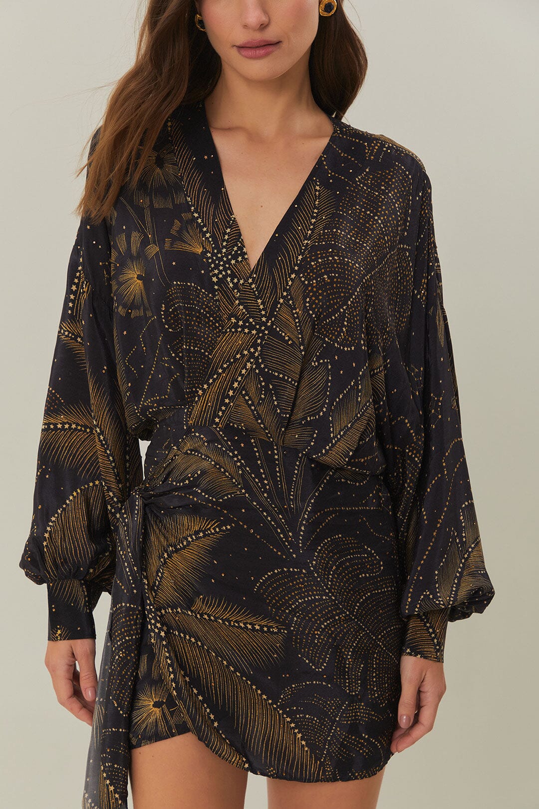 Black Golden Foliage Mini Dress - Image 3