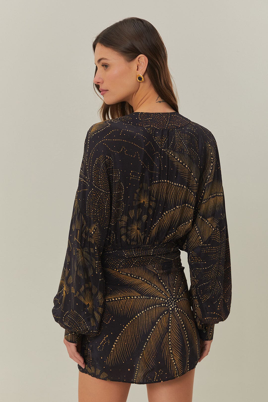 Black Golden Foliage Mini Dress - Image 4