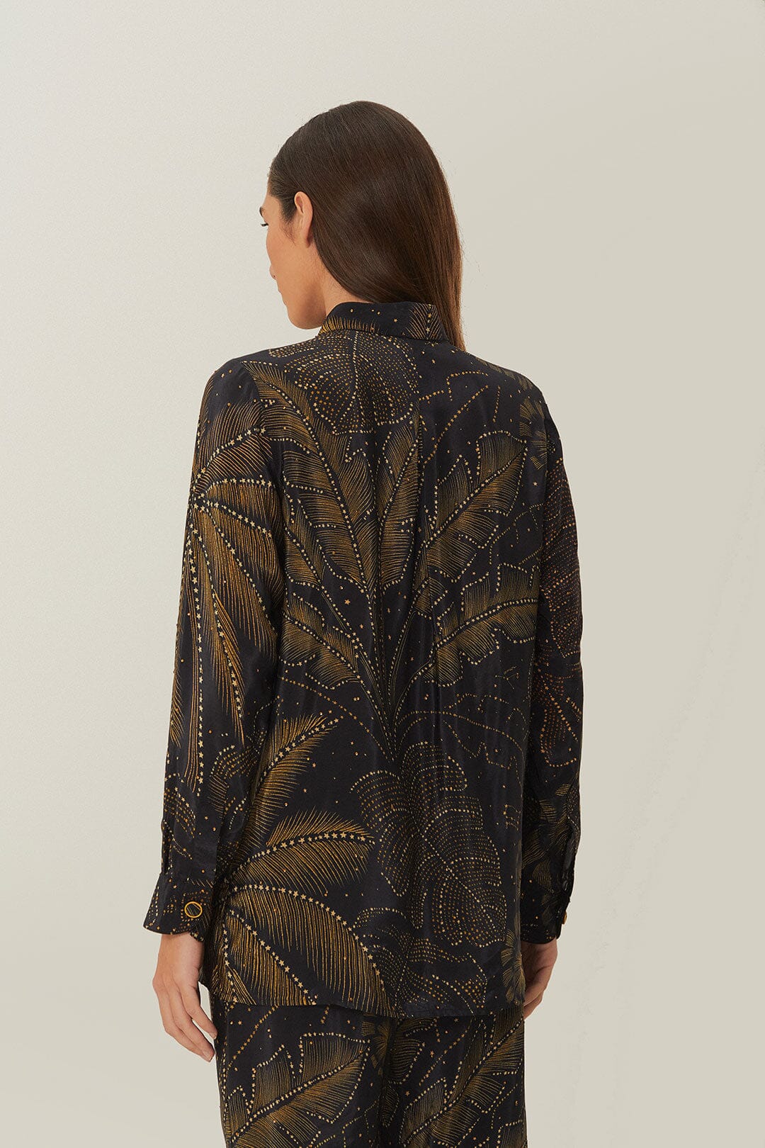 Black Golden Foliage Pajama Shirt - Image 3