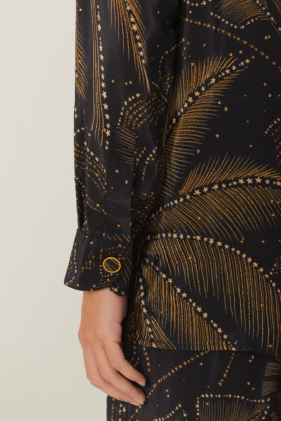 Black Golden Foliage Pajama Shirt - Image 4