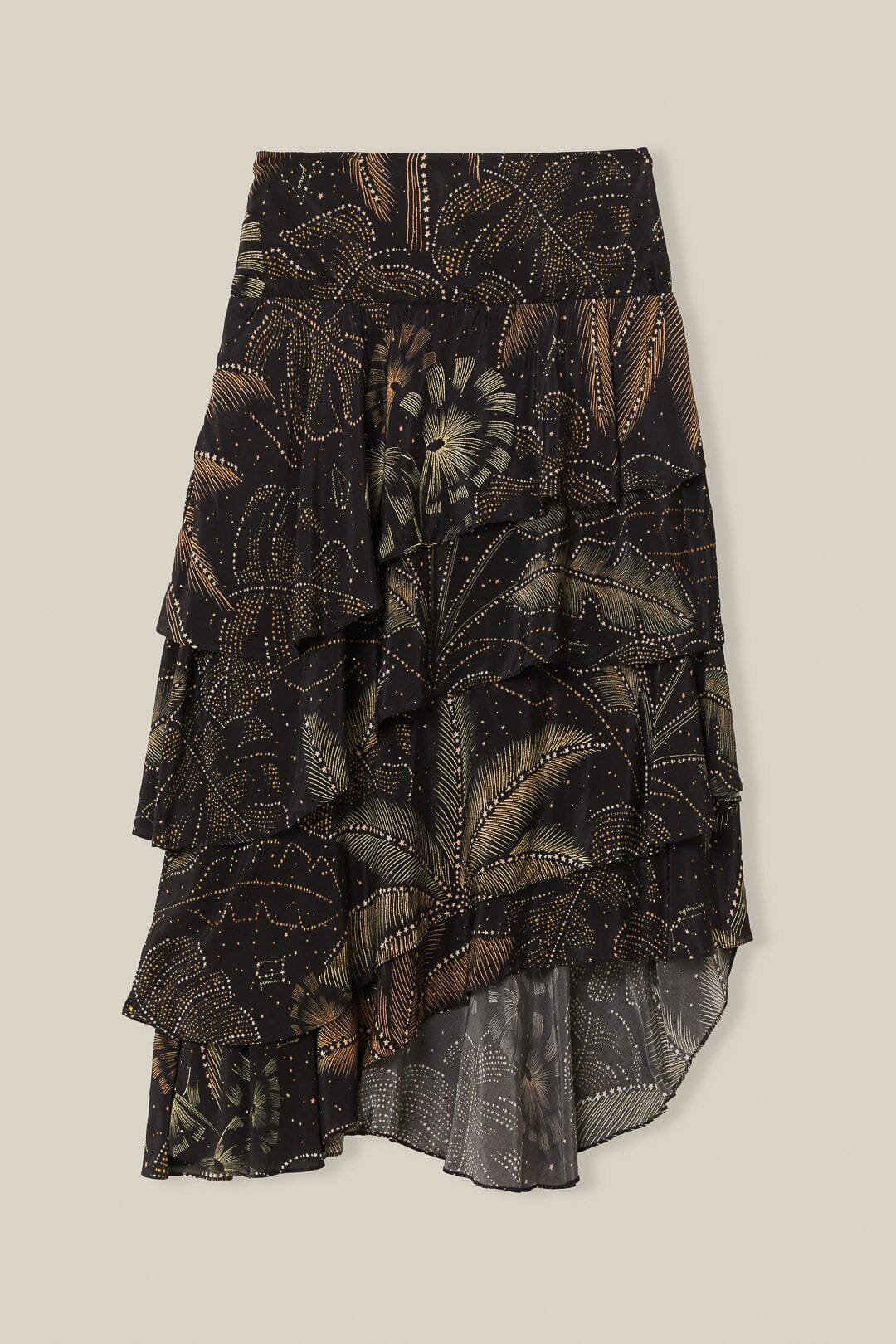 Black Golden Foliage Ruffled Skirt - Image 4