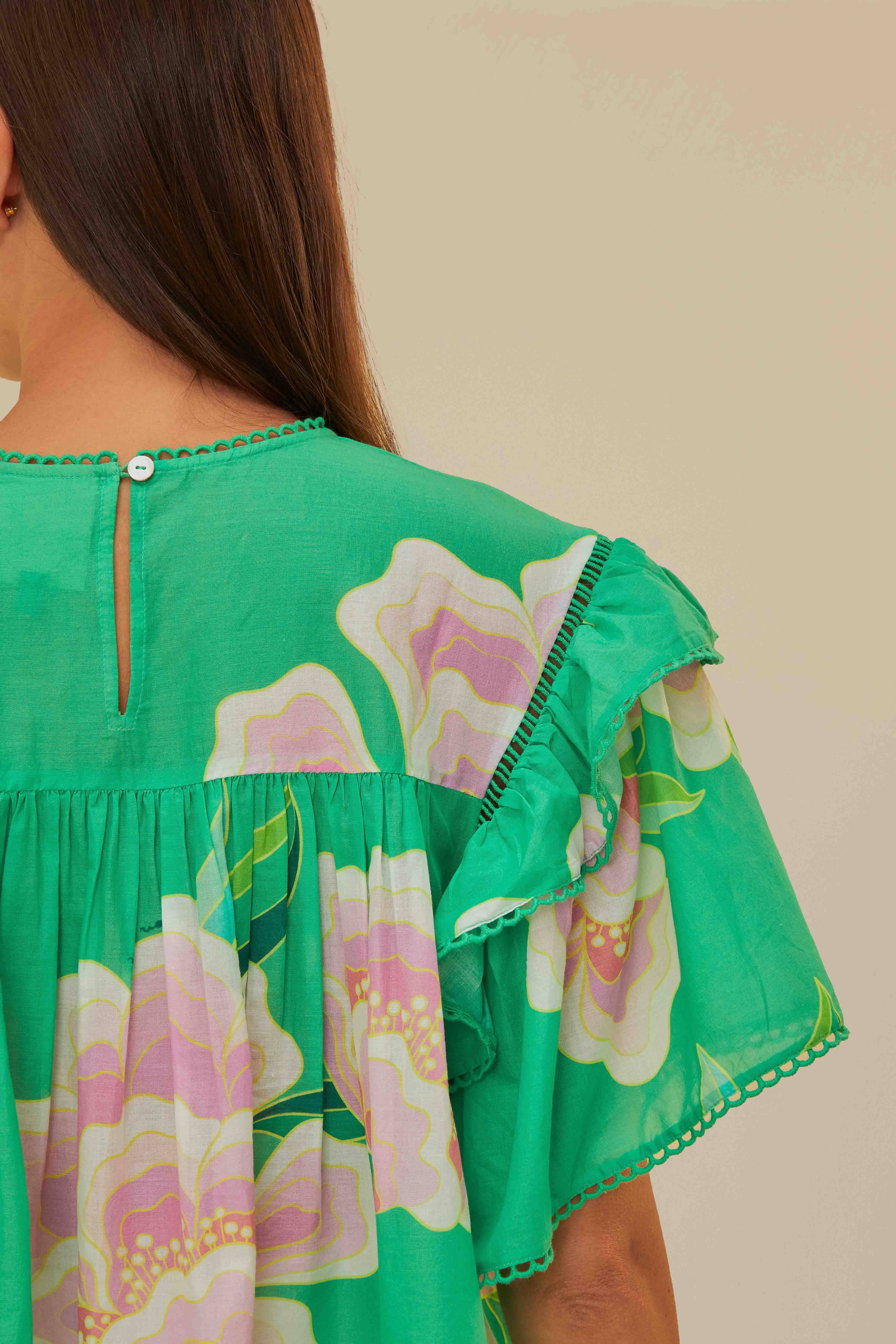 Green Floral Vibing Blouse - Image 3