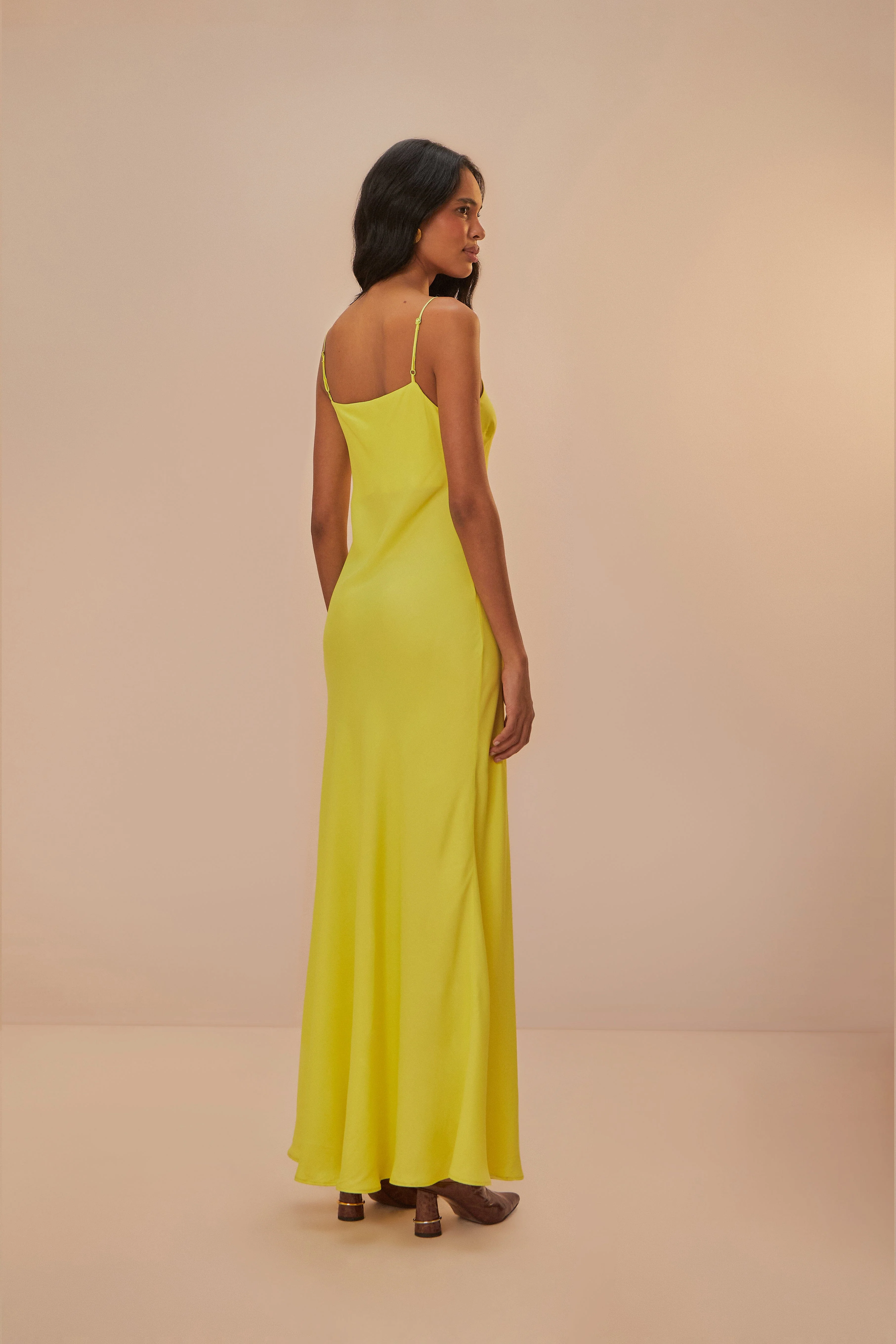 Neon Green LENZING™ ECOVERO™ Viscose Slip Dress - Image 3