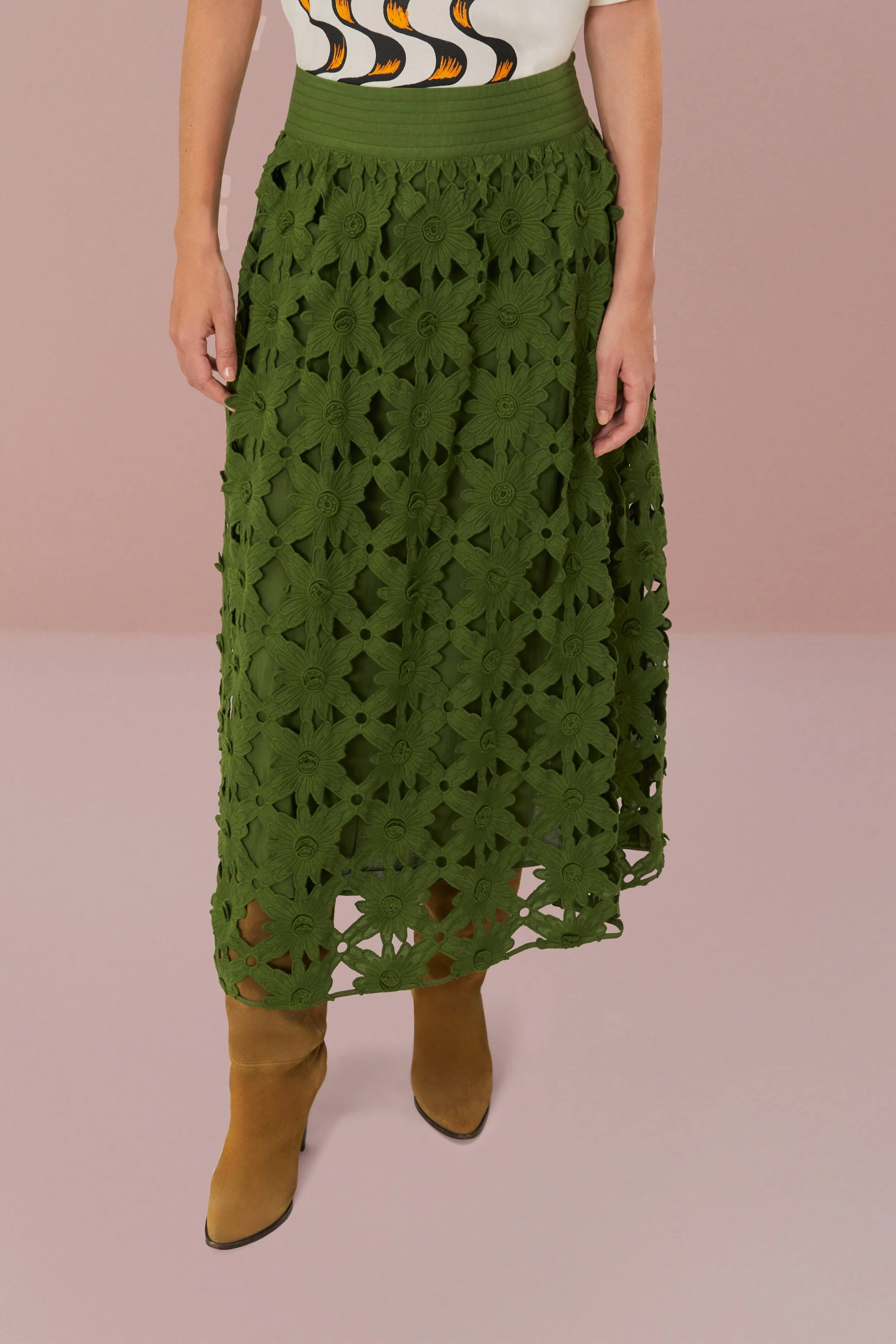 Green Richelieu Midi Skirt - Image 2