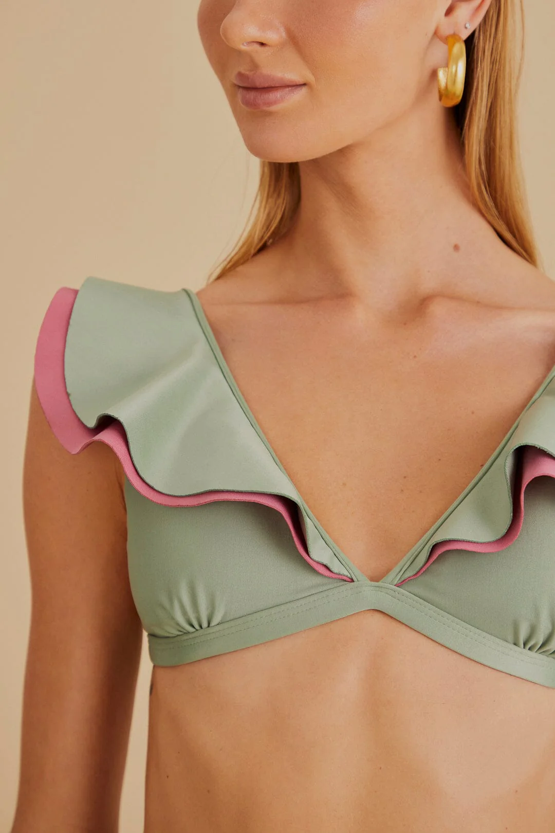 Green Ruffle Bikini Top - Image 3