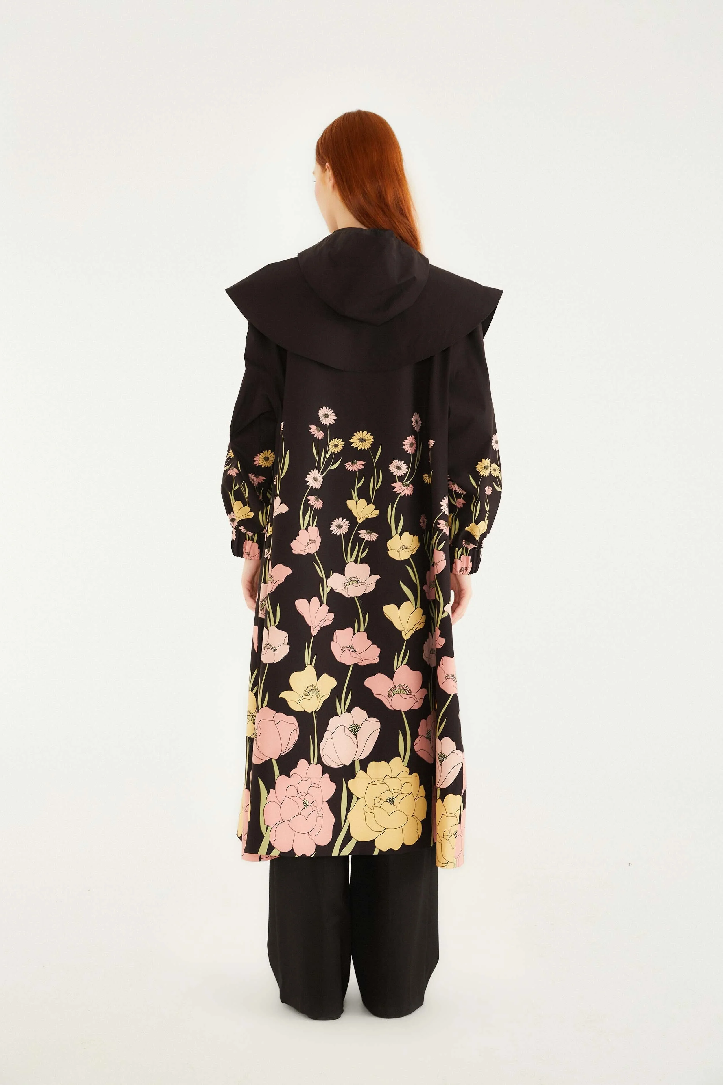 Black Growing Flowers Raincoat - Image 5