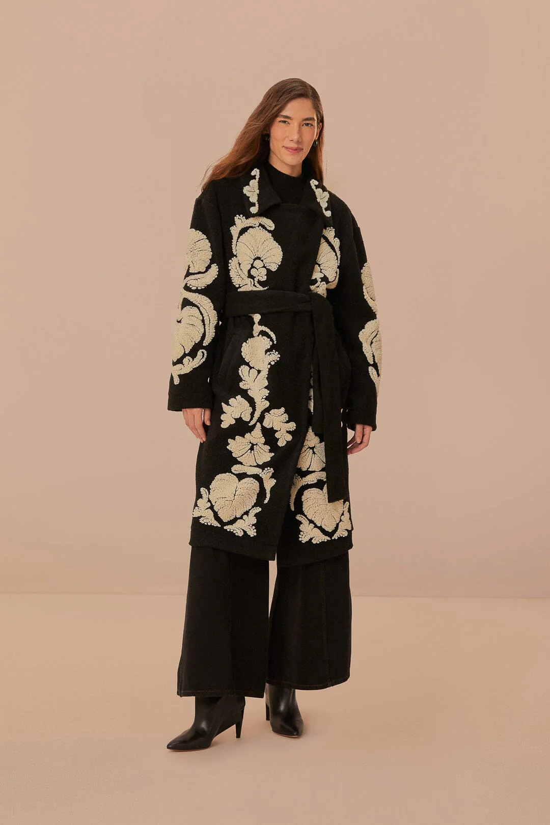 Black And White Helen Fleece Coat - Image 3
