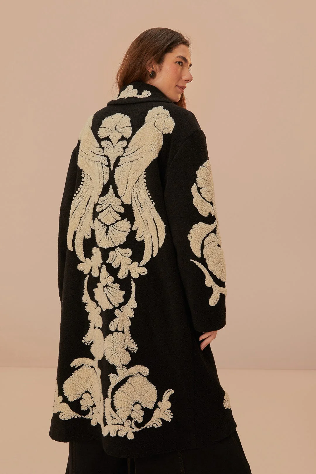 Black And White Helen Fleece Coat - Image 5