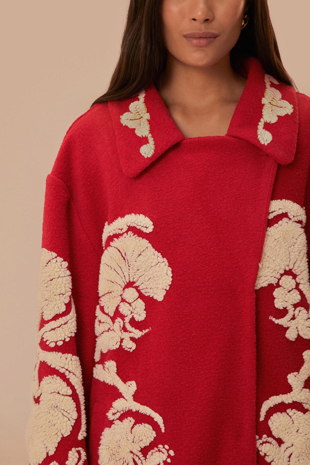 Red Helen Fleece Coat - Image 3