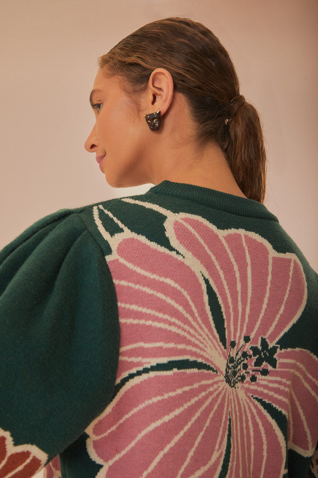 Green Honolulu Flowers Knit Sweater - Image 4