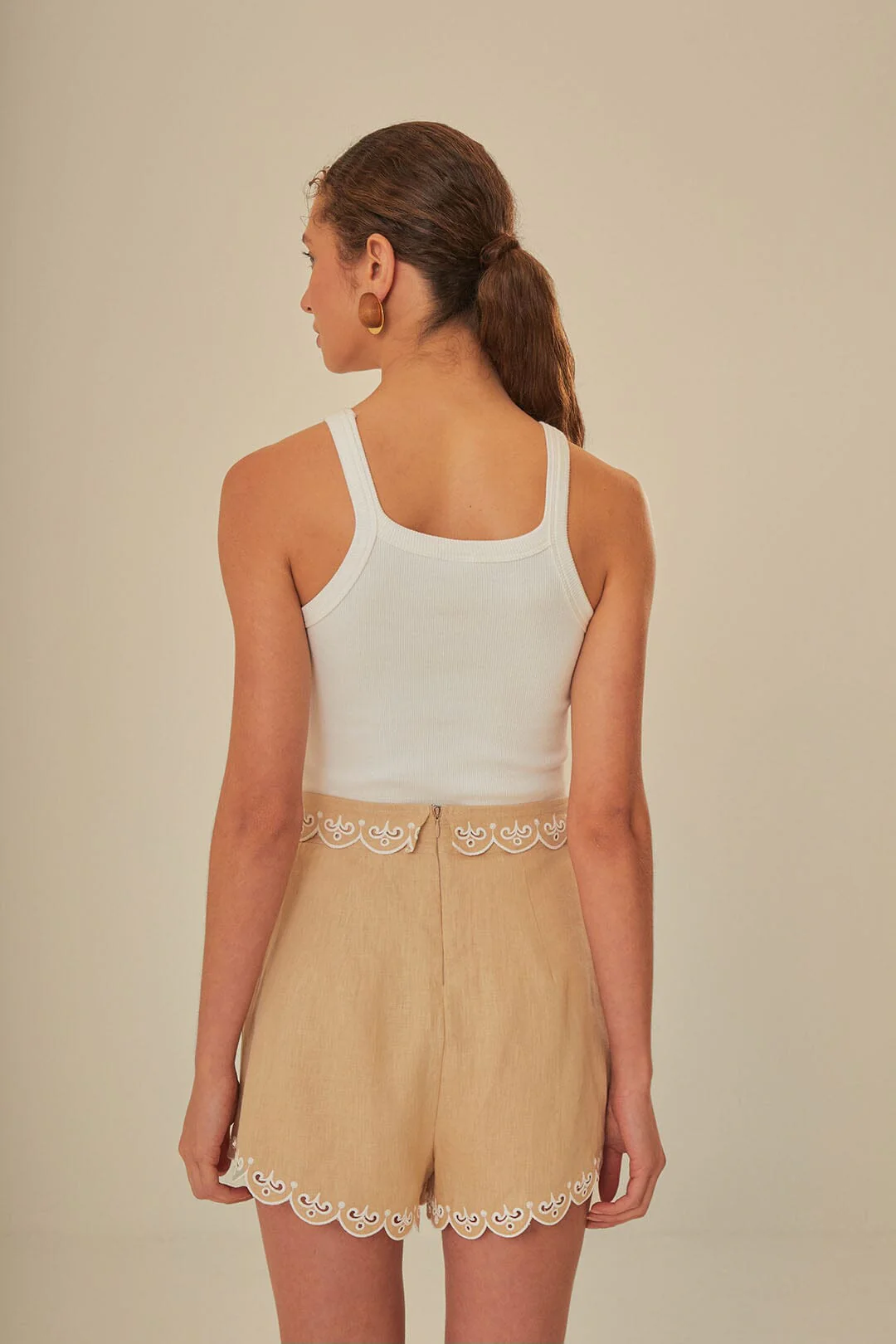 Khaki Embroidered Euroflax™ Premium Linen Shorts - Image 3