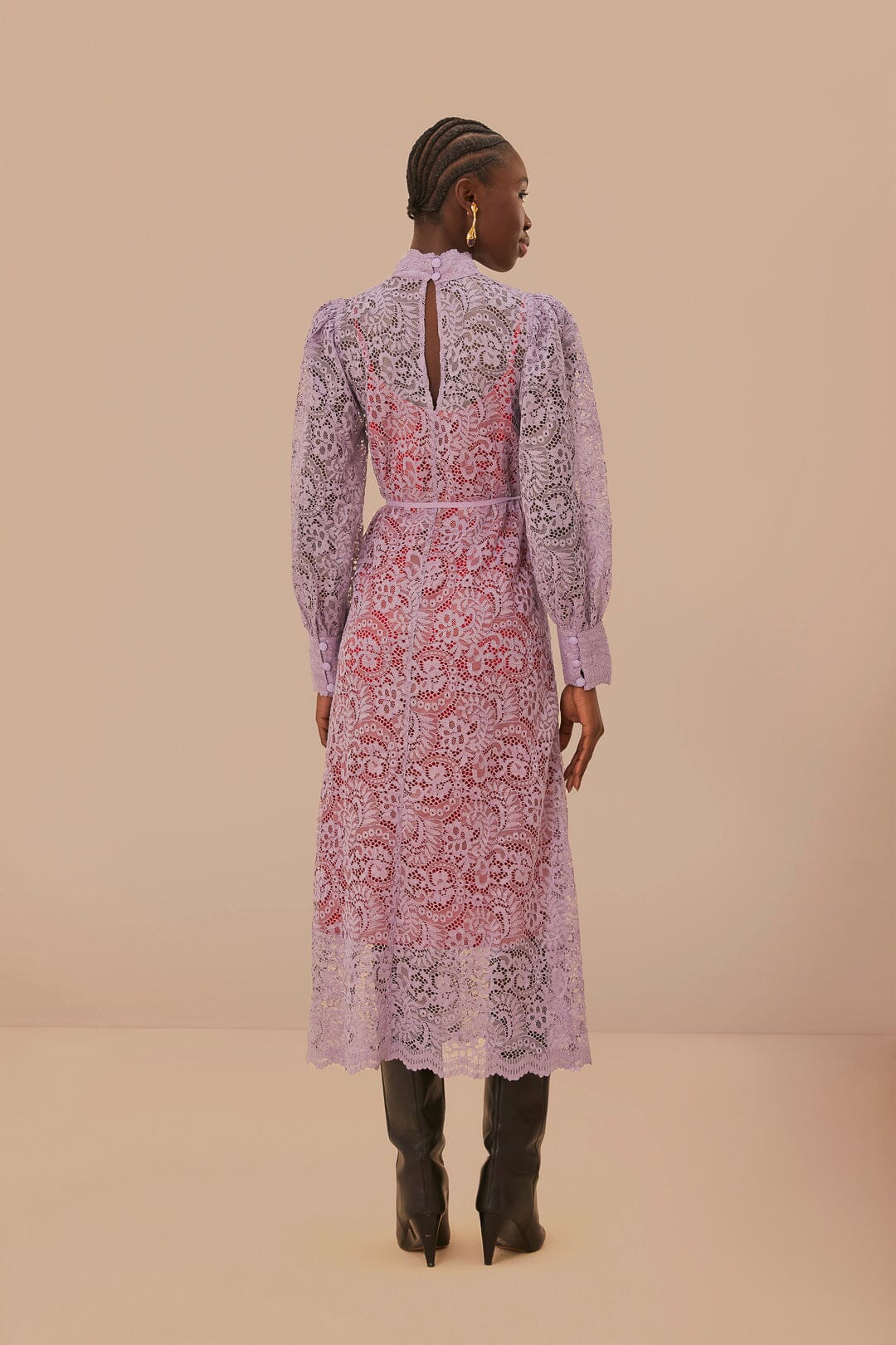 Lilac Lace Midi Dress - Image 3