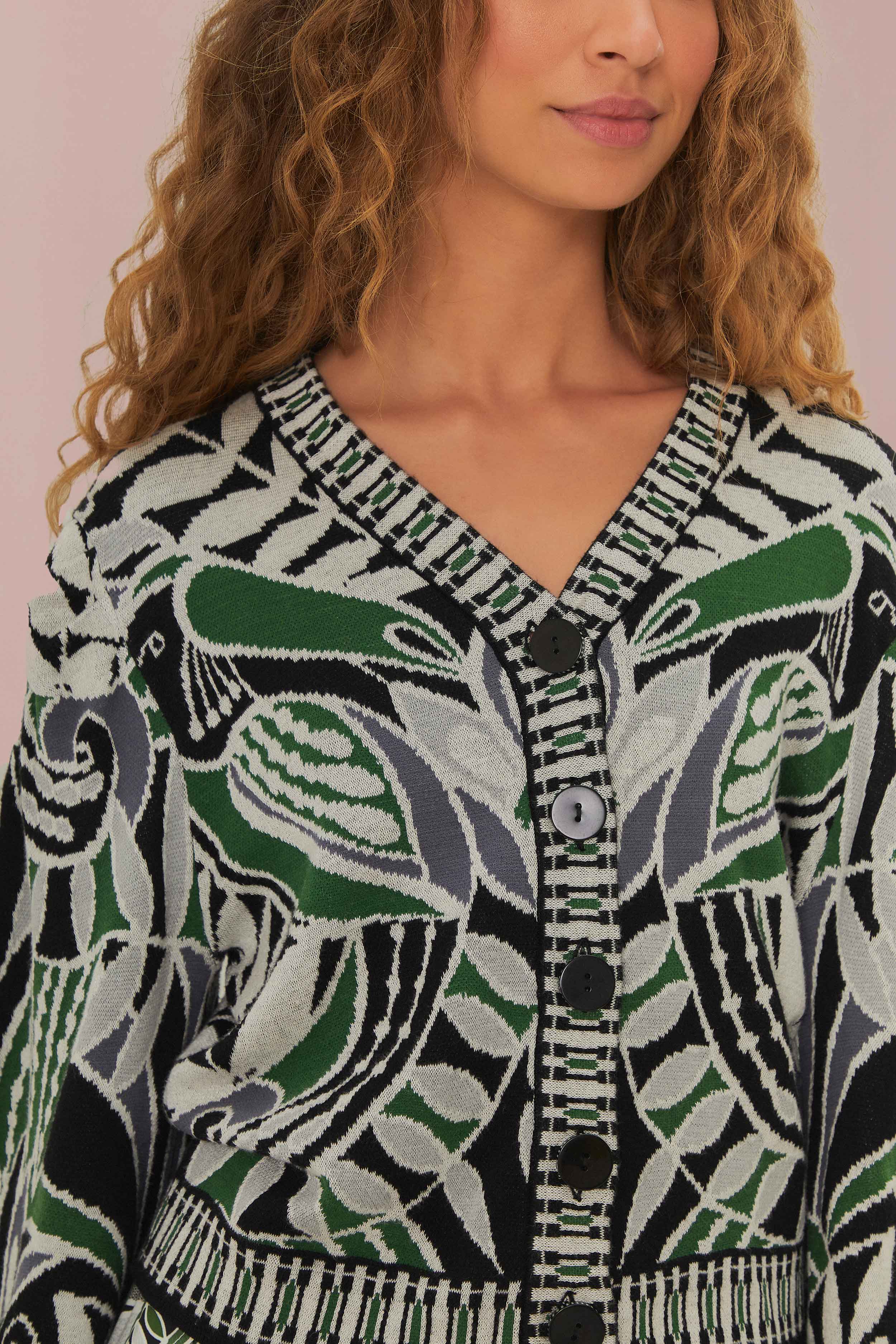 Black Lace Nature Knit Cardigan - Image 3
