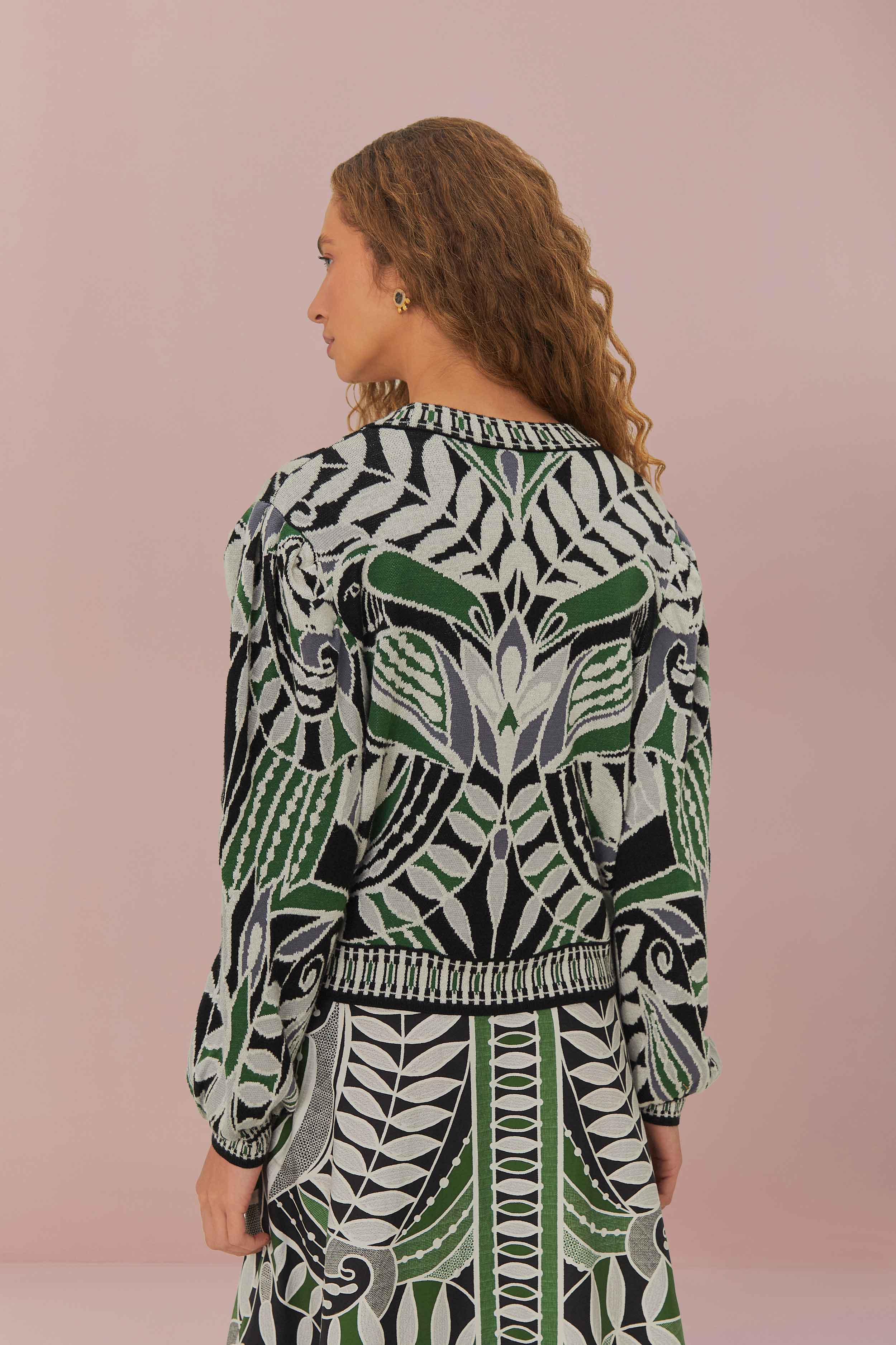 Black Lace Nature Knit Cardigan - Image 4