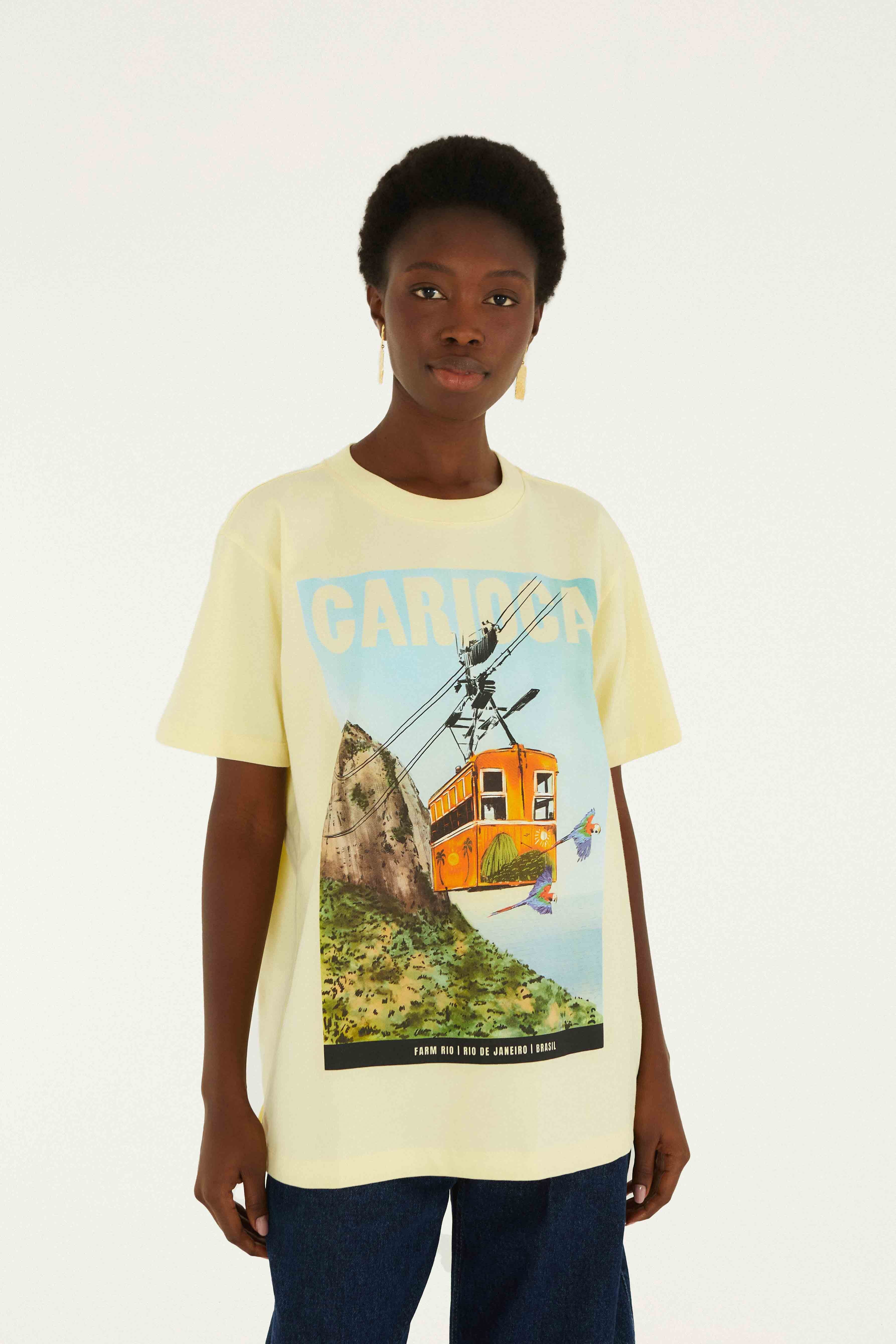 Bondinho Landscape Carioca Organic Cotton Relaxed T-Shirt - Image 4