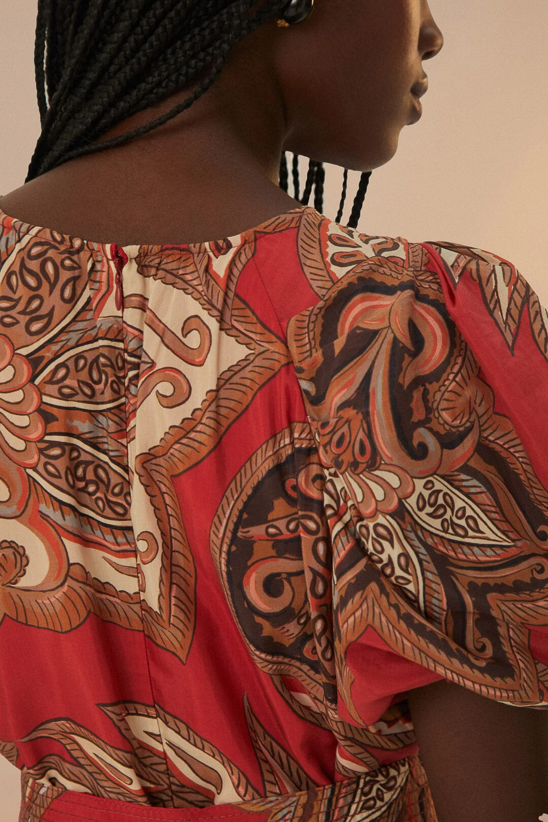 Leopard Paisley Burgundy Mini Dress - Image 4