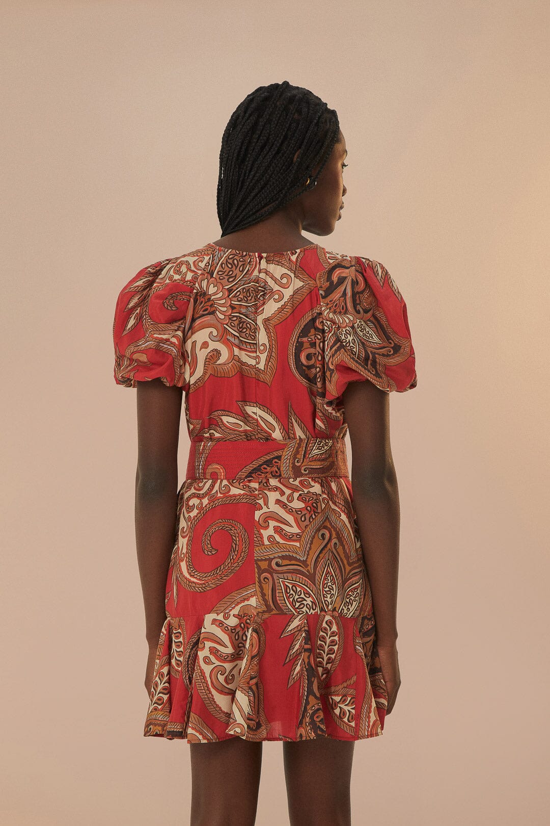 Leopard Paisley Burgundy Mini Dress - Image 5