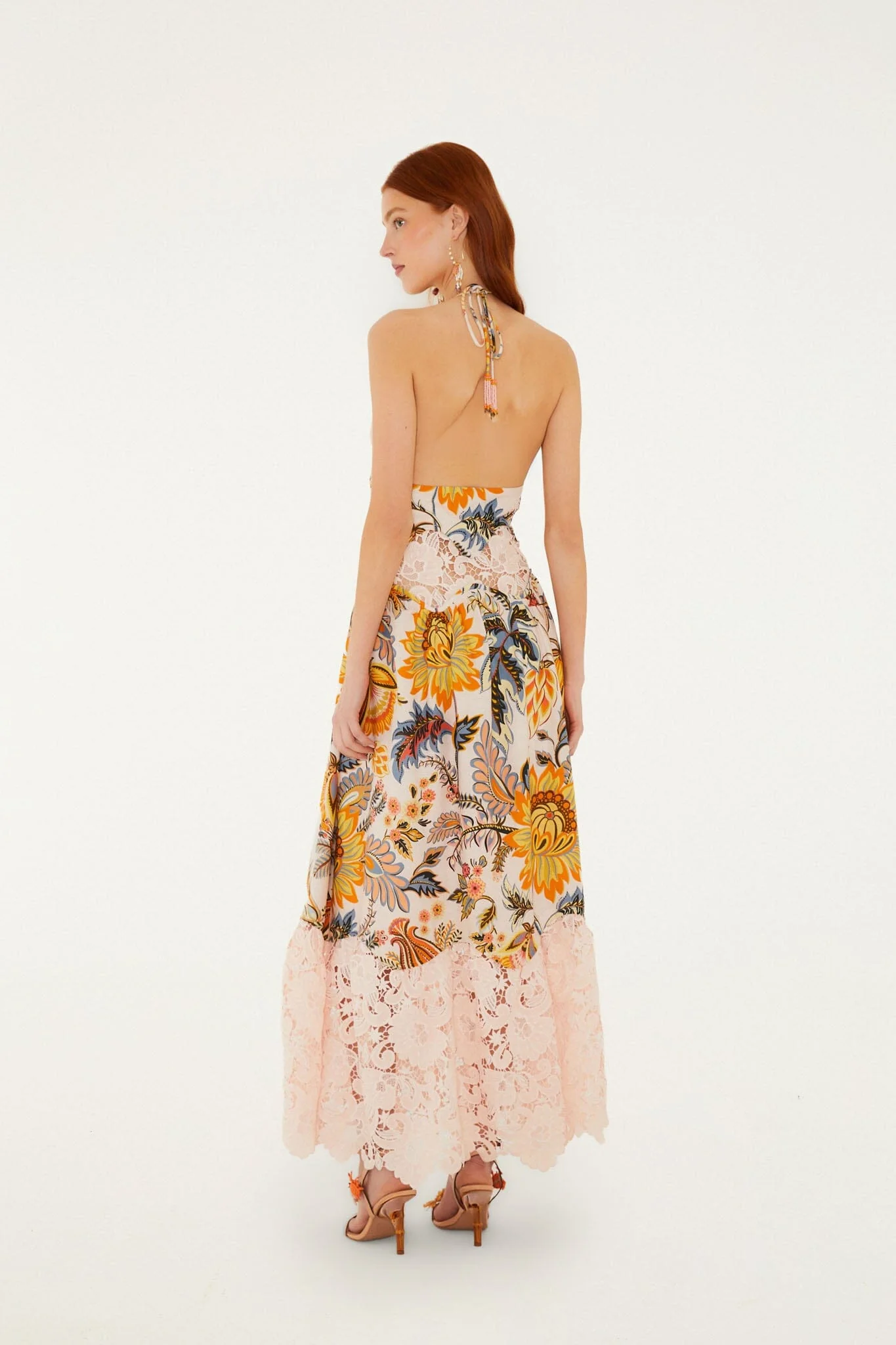 Light Pink Ligia Floral Lace Lenzing™ Ecovero™ Euroflax™ Maxi Dress - Image 3