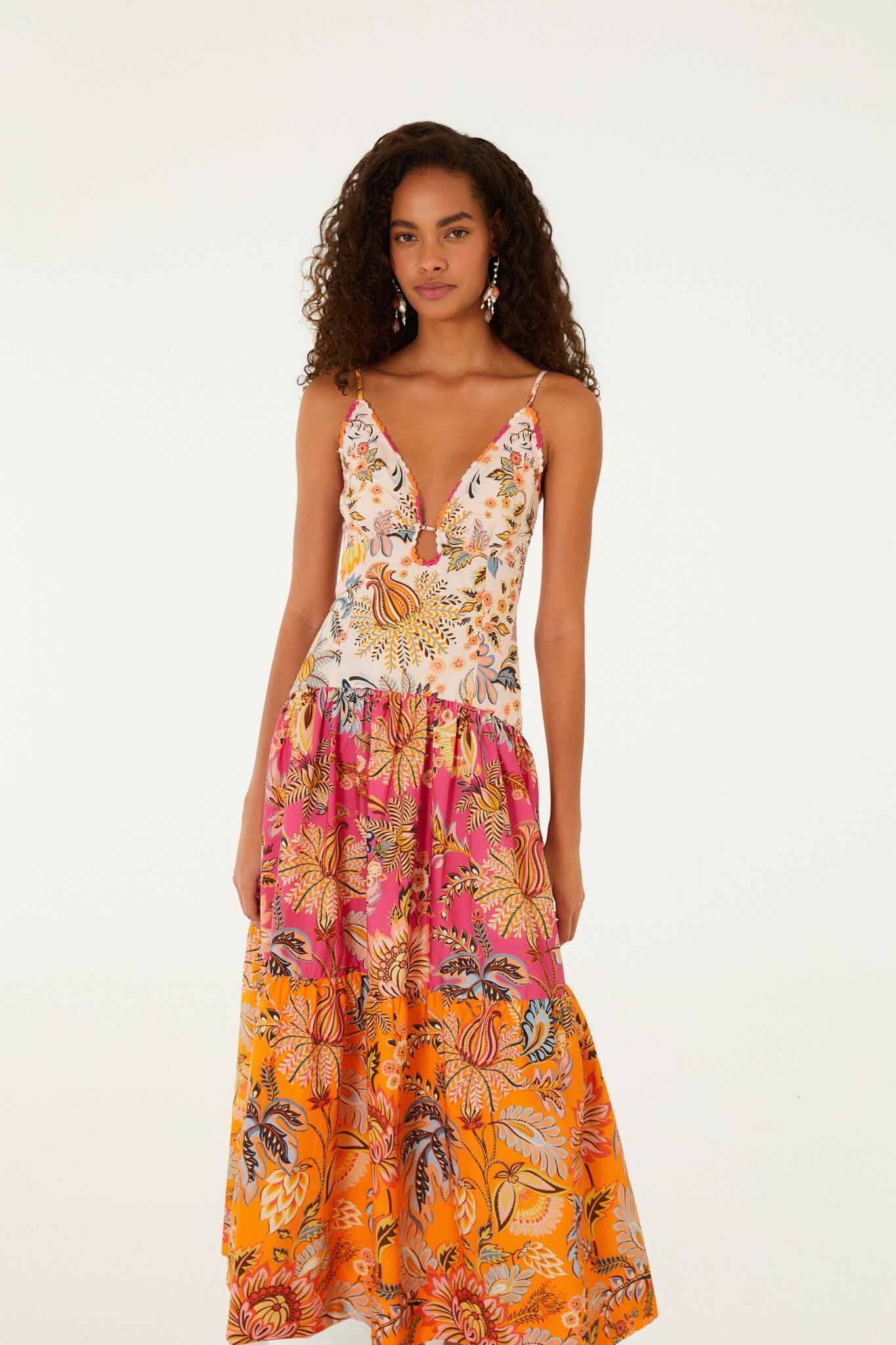 Multicolor Ligia Floral Mix Organic Cotton Maxi Dress - Image 4