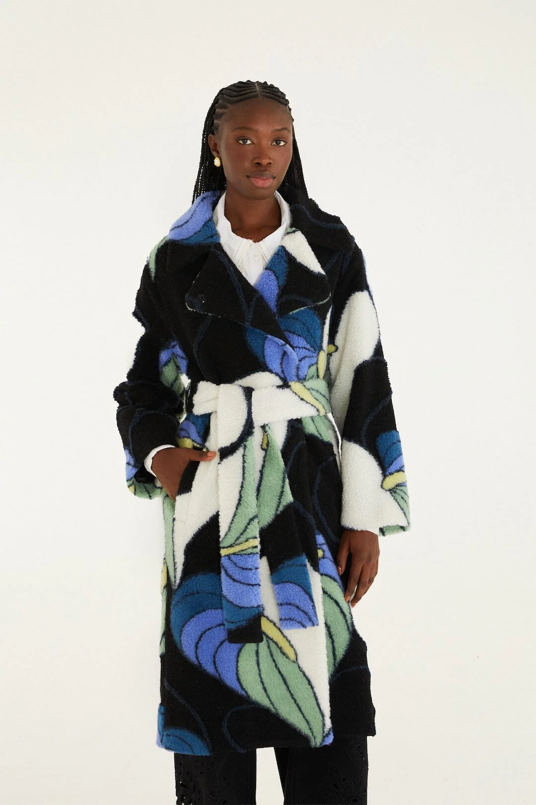 Lovely Anthurium Fleece Coat - Image 4