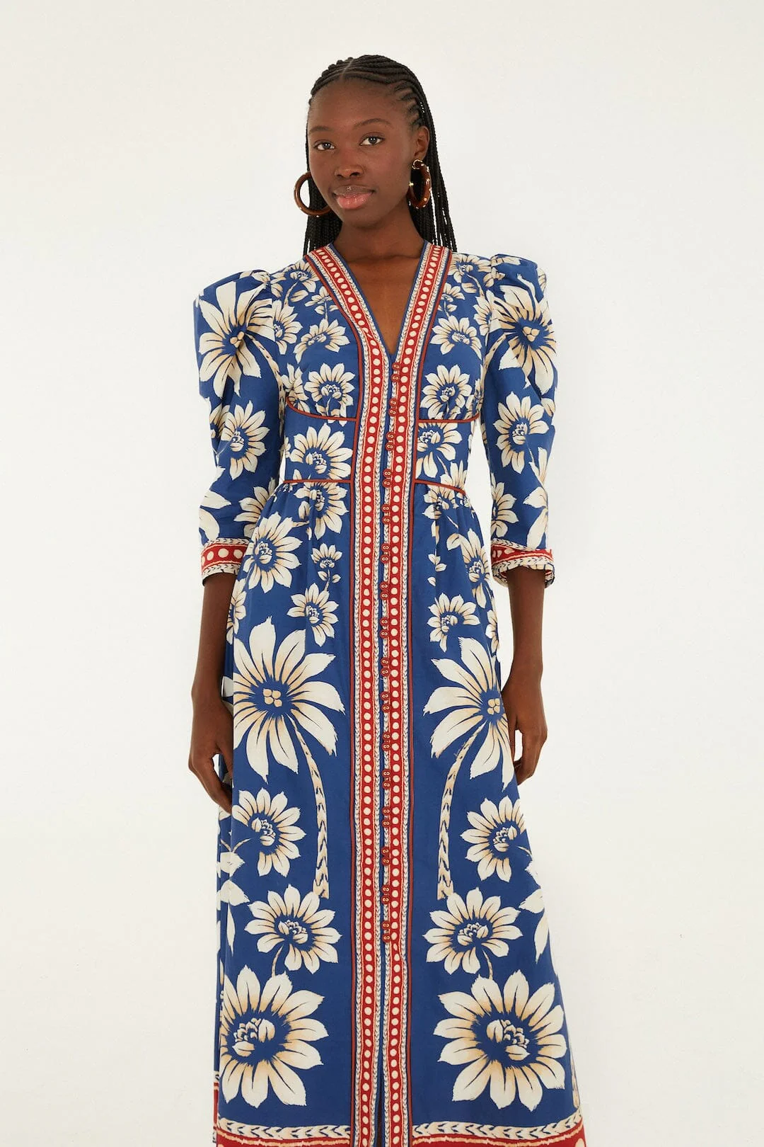 Blue Luna Puff Sleeve Organic Cotton Maxi Dress - Image 4
