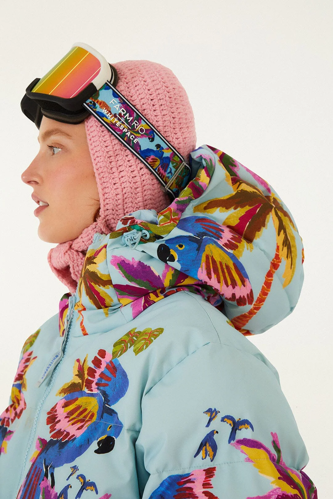 Blue Macaw Hooded Puffer Ski Jacket - Image 4