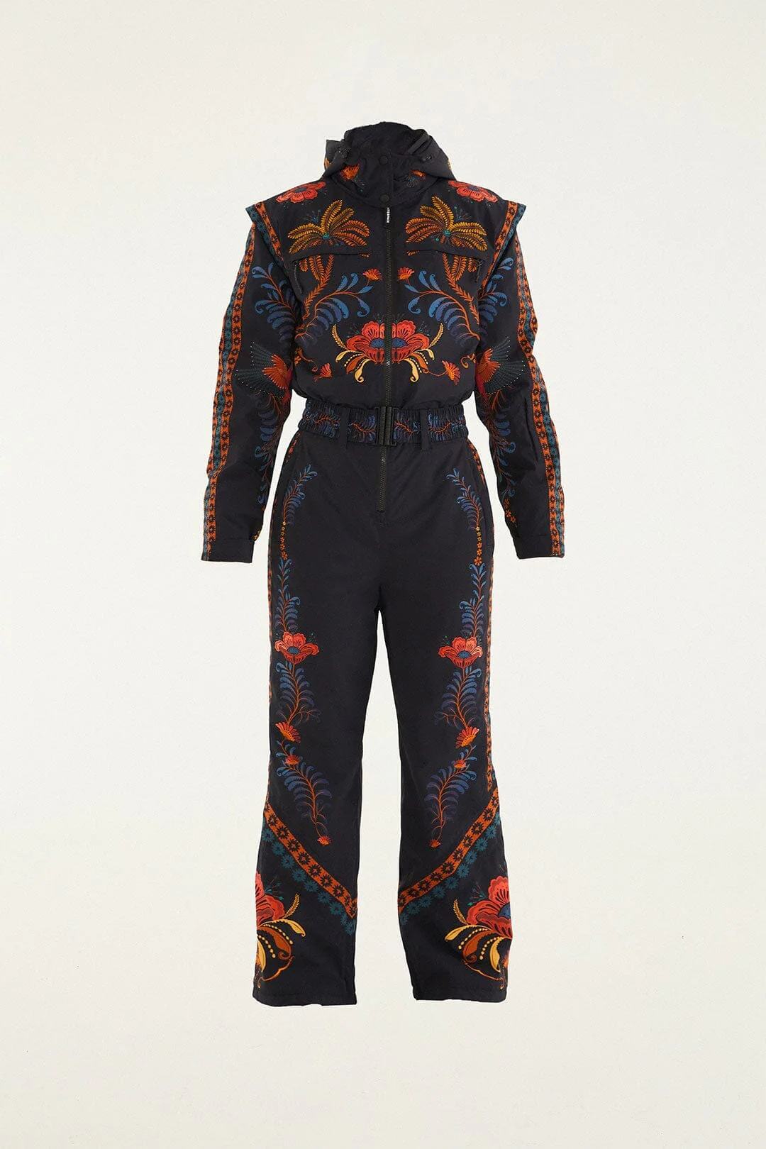 Black Macaw Hooded Belted Ski Jumpsuit - Image 7