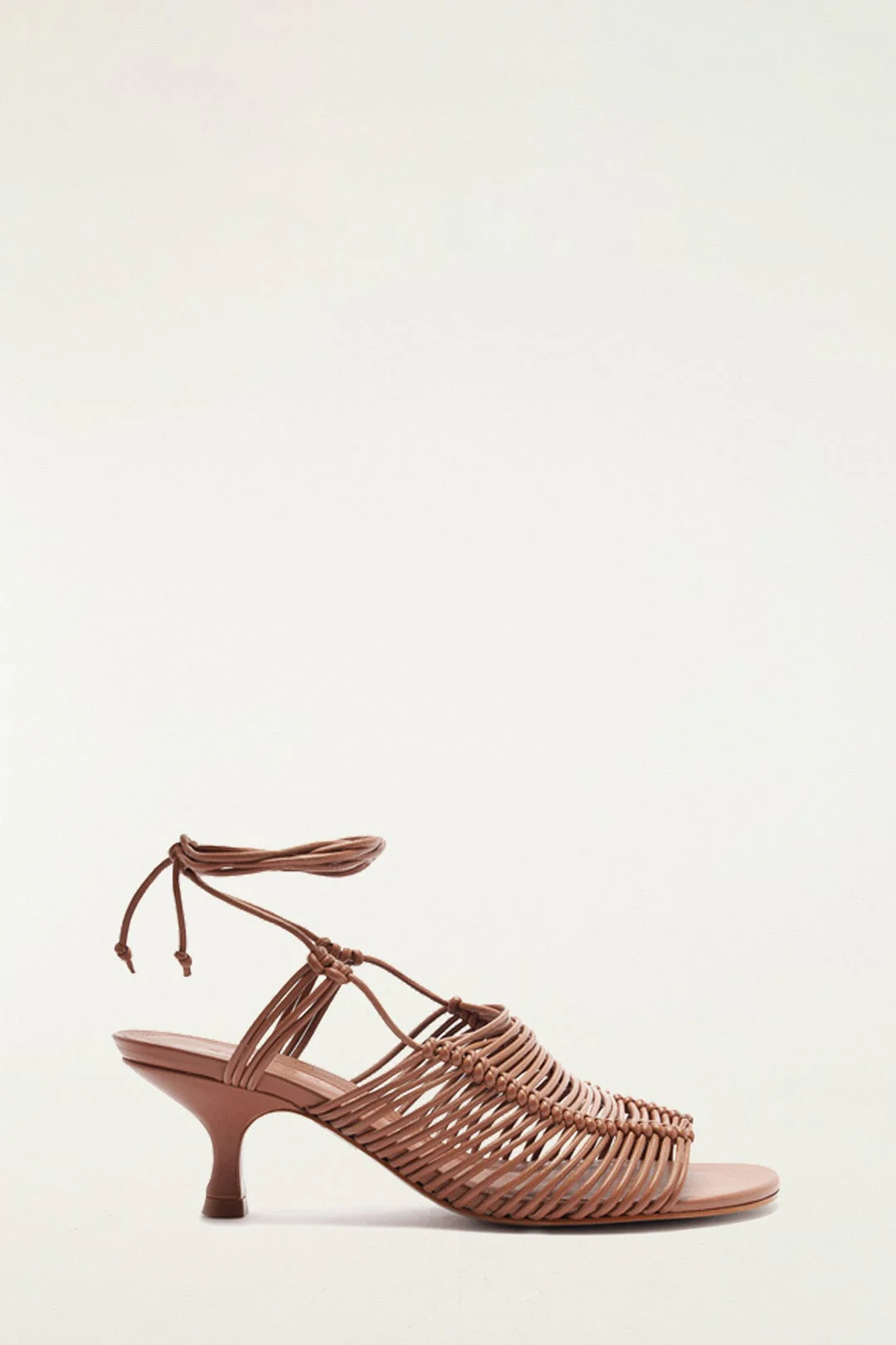 Brown Macrame Heeled Sandal
