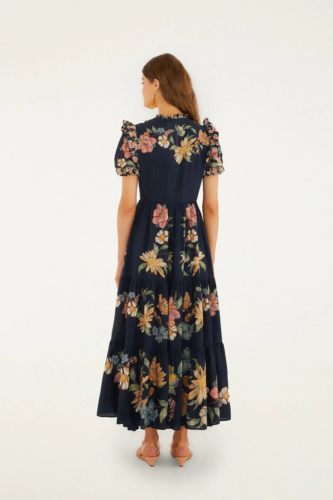 Dark Blue Maira Floral Short Sleeve Maxi Dress - Image 3