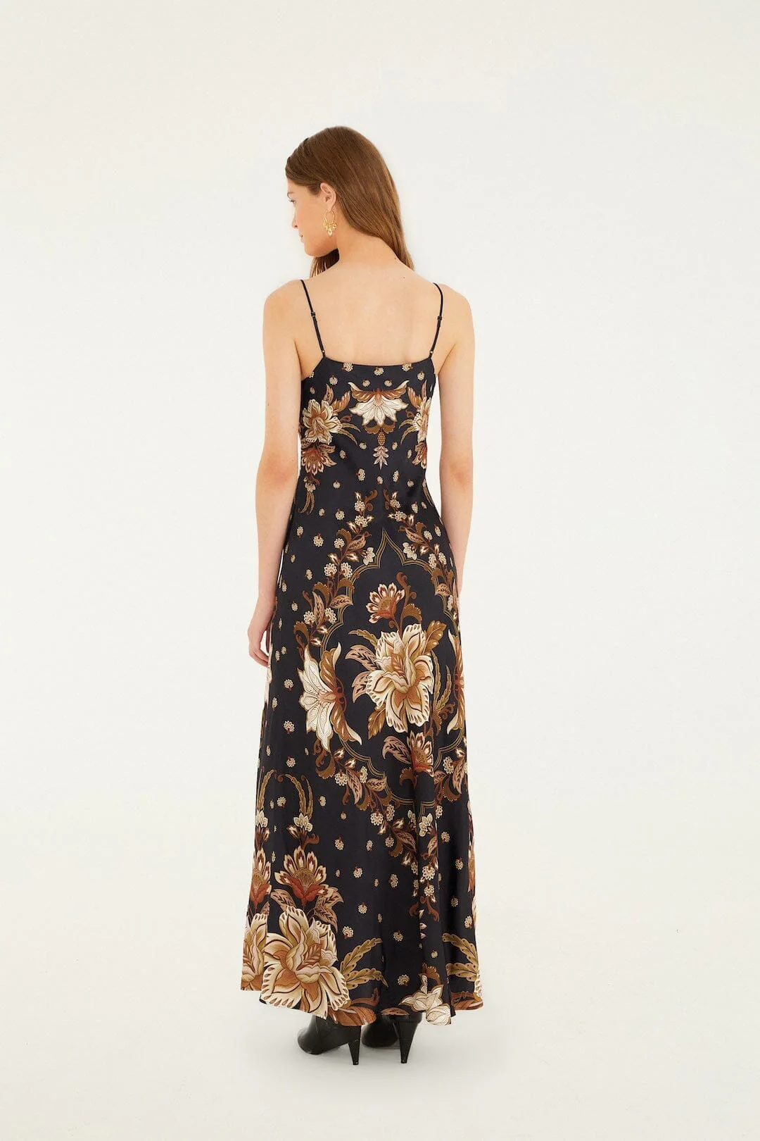Black Majestic Garden Lenzing™ Ecovero™ Viscose Slip Maxi Dress - Image 3
