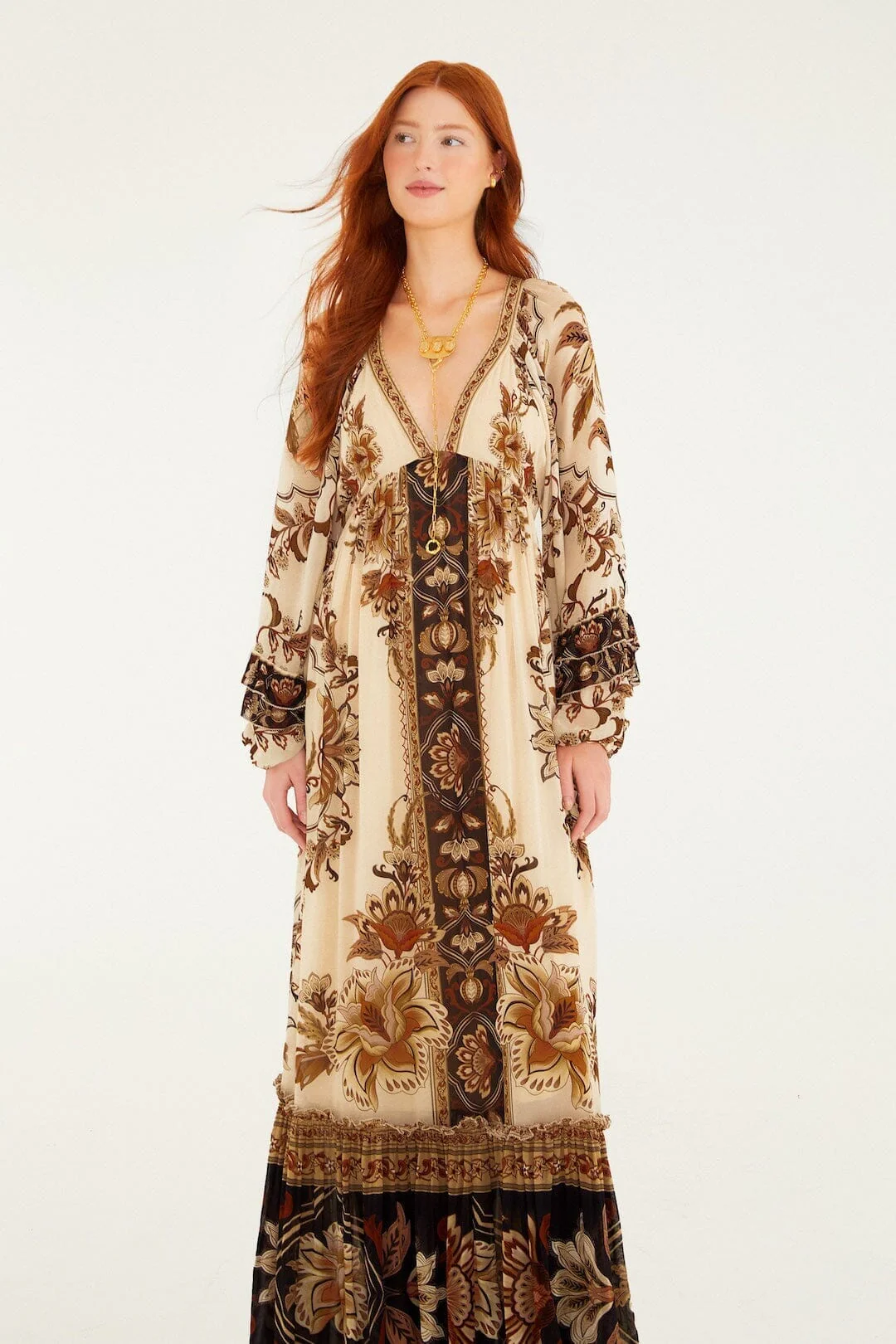 Sand Majestic Garden Ruffled Maxi Dress - Image 4